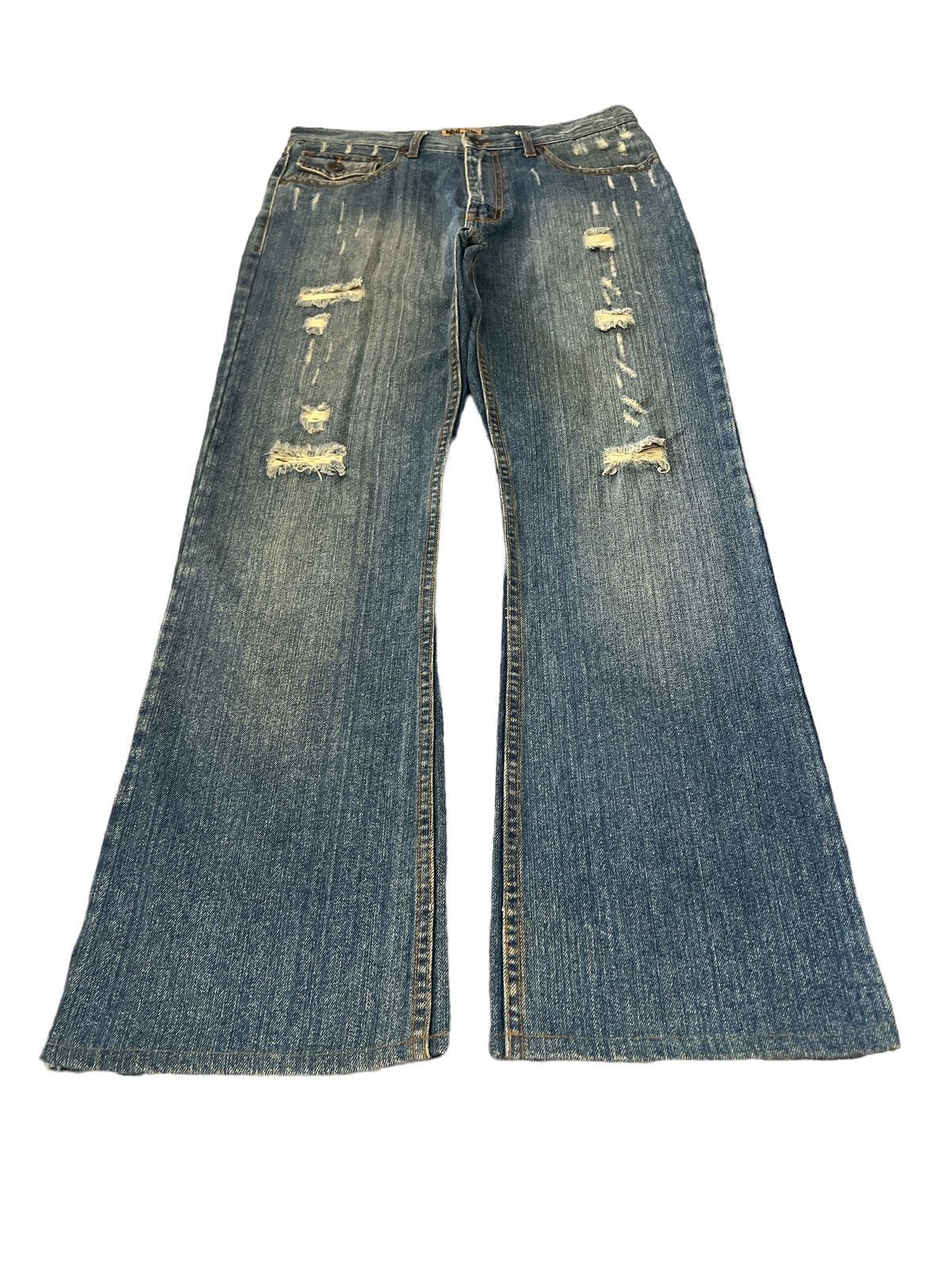 Japanese Brand × Vintage FLARED💥NYLAUS JEANS RIPPED DISTRESSED DENIM PANT Size US 32 / EU 48 - 7 Thumbnail