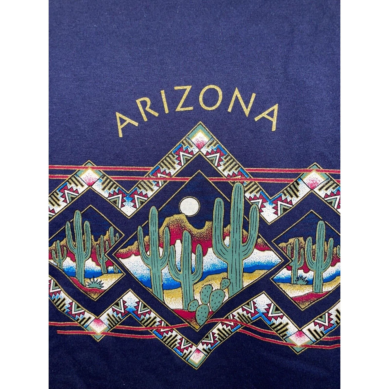 Jerzees Vintage Arizona Shirt Southwest Tee Cactus Desert Blue 90s L Size US L / EU 52-54 / 3 - 2 Thumbnail
