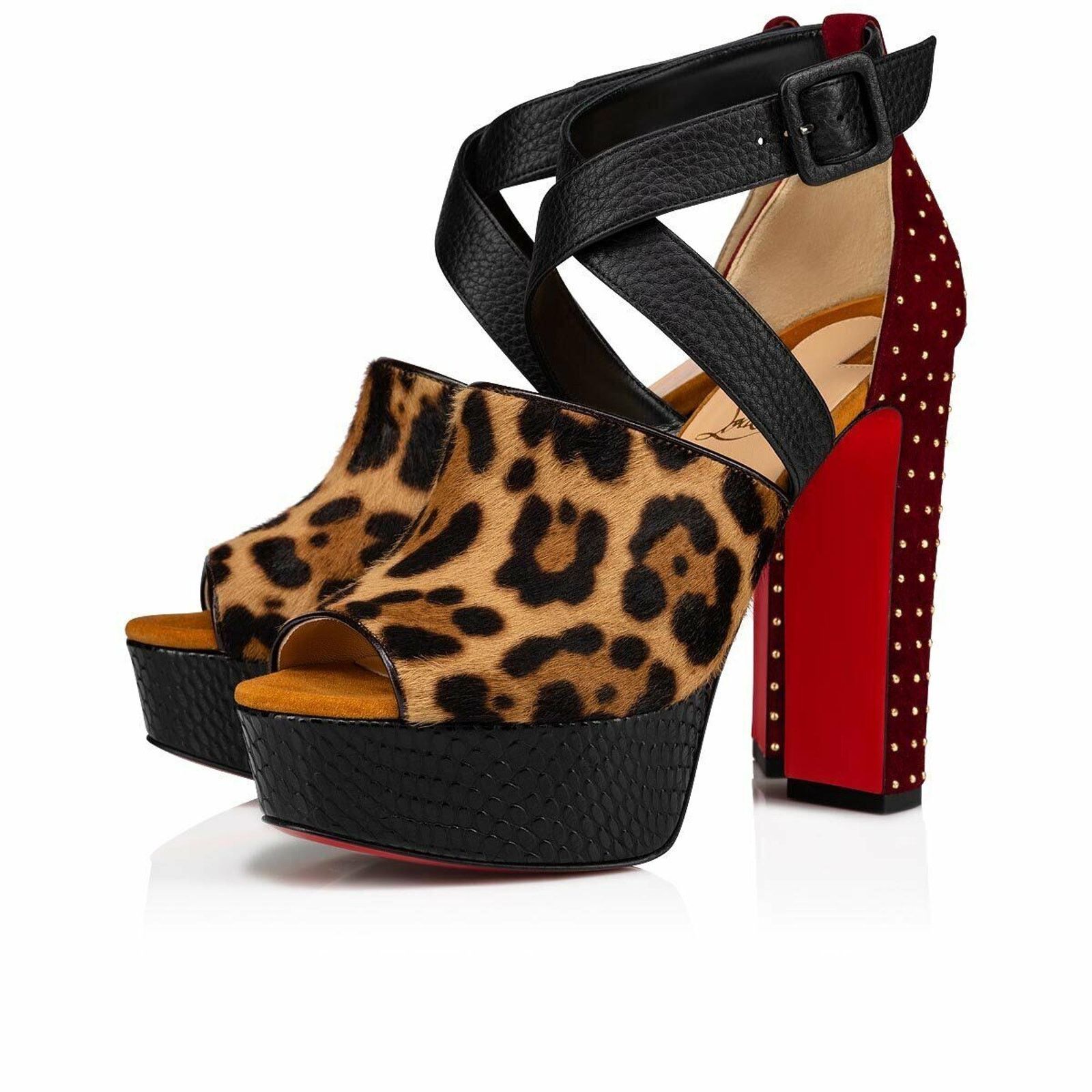 Bingirl Plume 130 Black Leo Platform Sandal Heel Pump 36.5