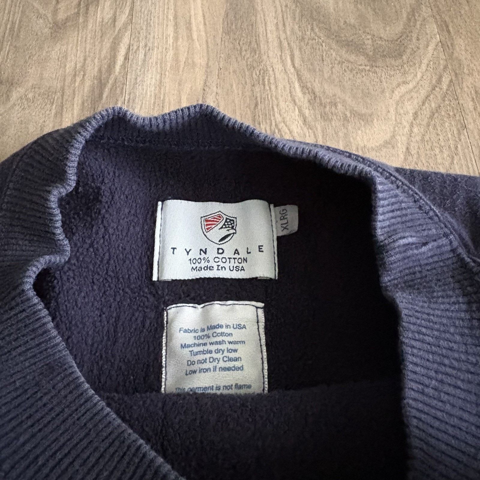 Vintage Tyndale FR Crewneck Sweatshirt Size XL Navy Pullover Size US XL / EU 56 / 4 - 3 Thumbnail