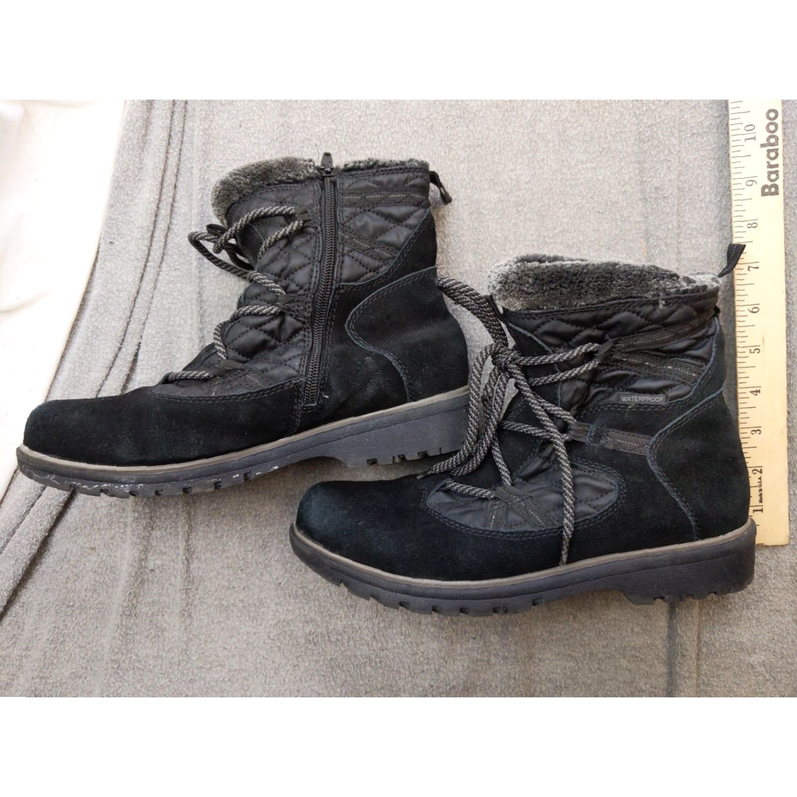 Vintage Baretraps Sunta Snow Boots Womens Size 9 Black Suede Fur Waterproof Mid Calf Boots Womens US9 M Black Suede Fur Waterproof Mid Calf Size US 9 / IT 39 - 2 Thumbnail