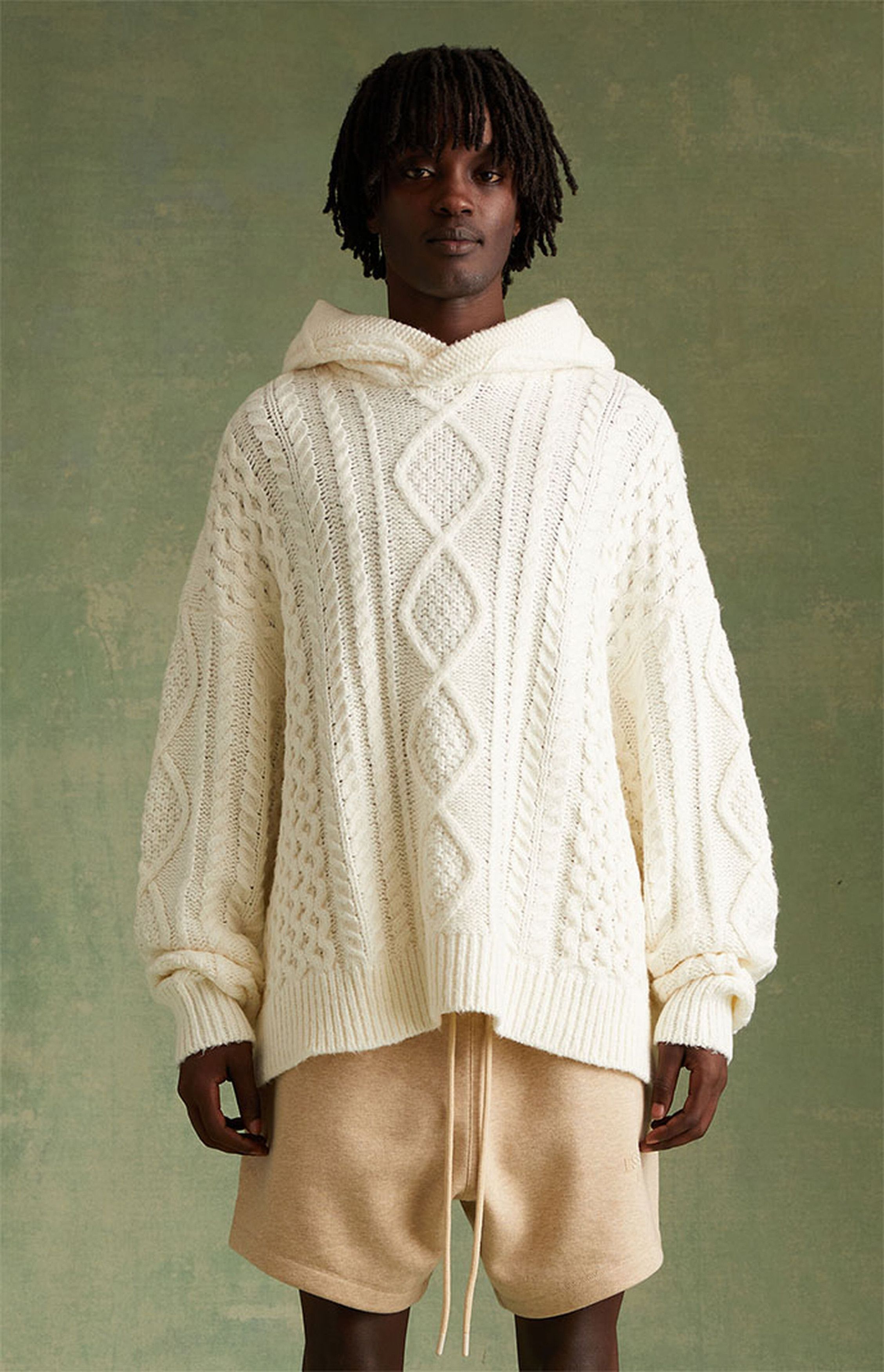 【FOG Essentials】Essentials Knit Hoodie Fear of God Essentials Knit Hoodie (FW20) Cream Men's - FW20