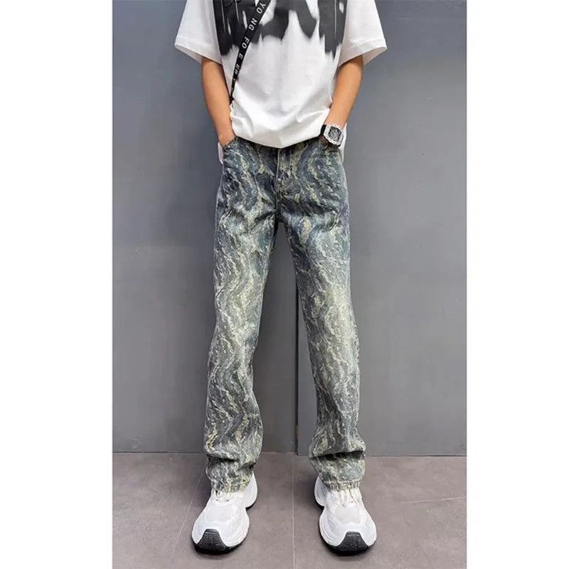 Jean Y2k Jacquard Jeans Size US 33 - 1 Thumbnail