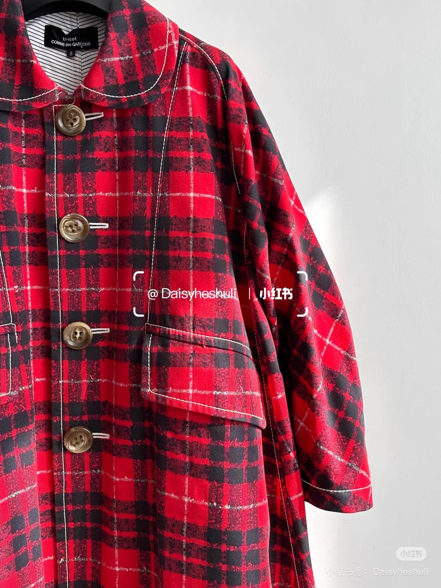 Comme des Garcons Comme des Garçons CDG Tricot Red Plaid Coat Ｑ24 Size S / US 4 / IT 40 - 8 Thumbnail