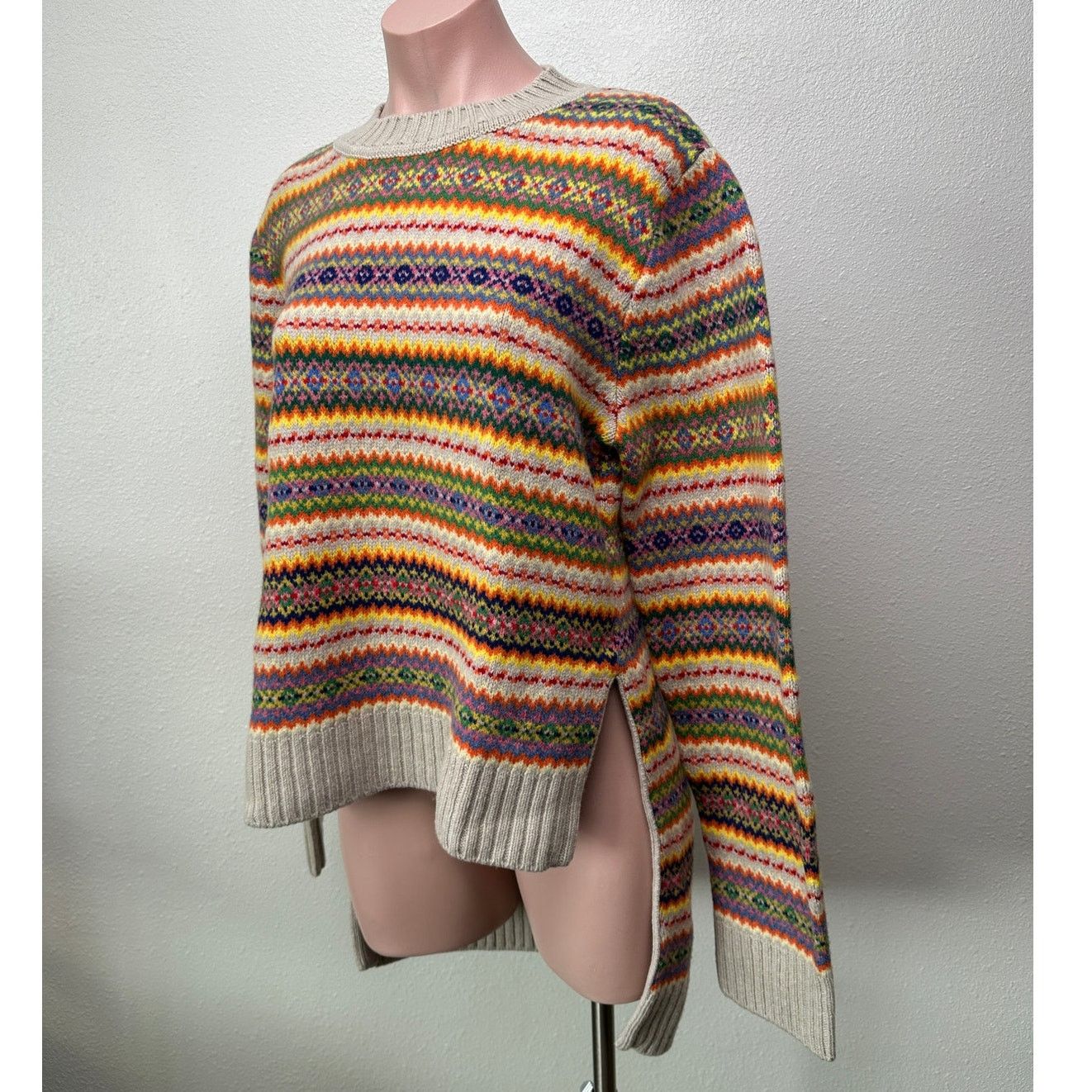 Stella McCartney Stella McCartney Multicolor Zigzag Wool 10 High Low Sweater Size L / US 10 / IT 46 - 5 Thumbnail