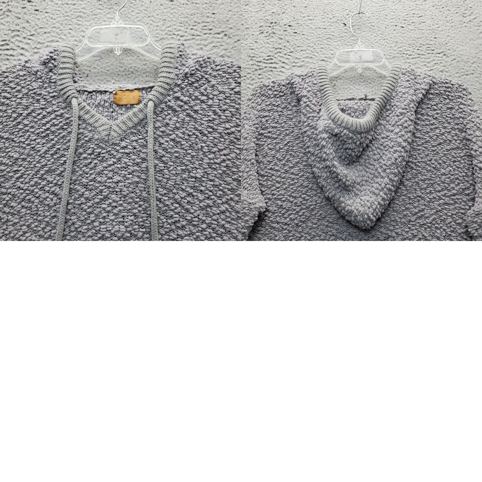 Vintage POL Popcorn Chenille Hooded Sweater Womens S Gray High Low Slit Drawstring POL15 Women Sweater Hoodie Pullover Knit Slim Casual Winter Fall Buttress Size S / US 4 / IT 40 - 8 Thumbnail