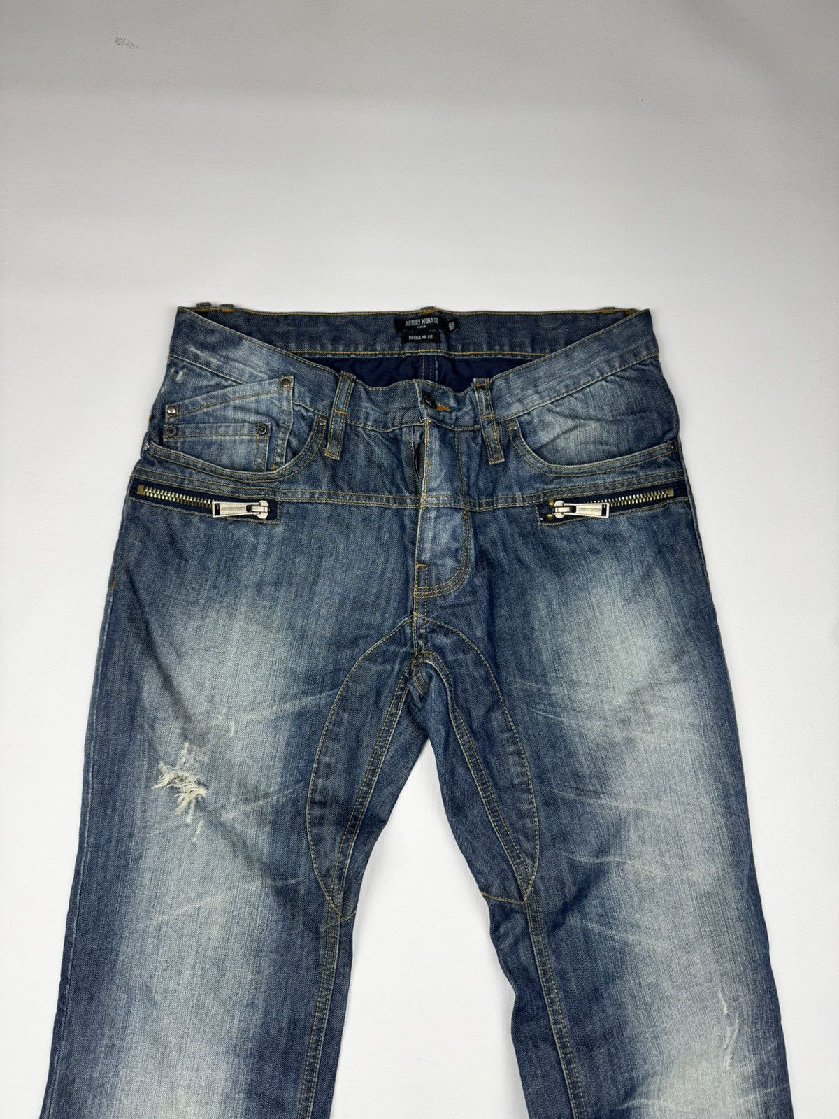 If Six Was Nine Vintage Antony Morato Zip Faded Jeans Size US 32 / EU 48 - 3 Thumbnail