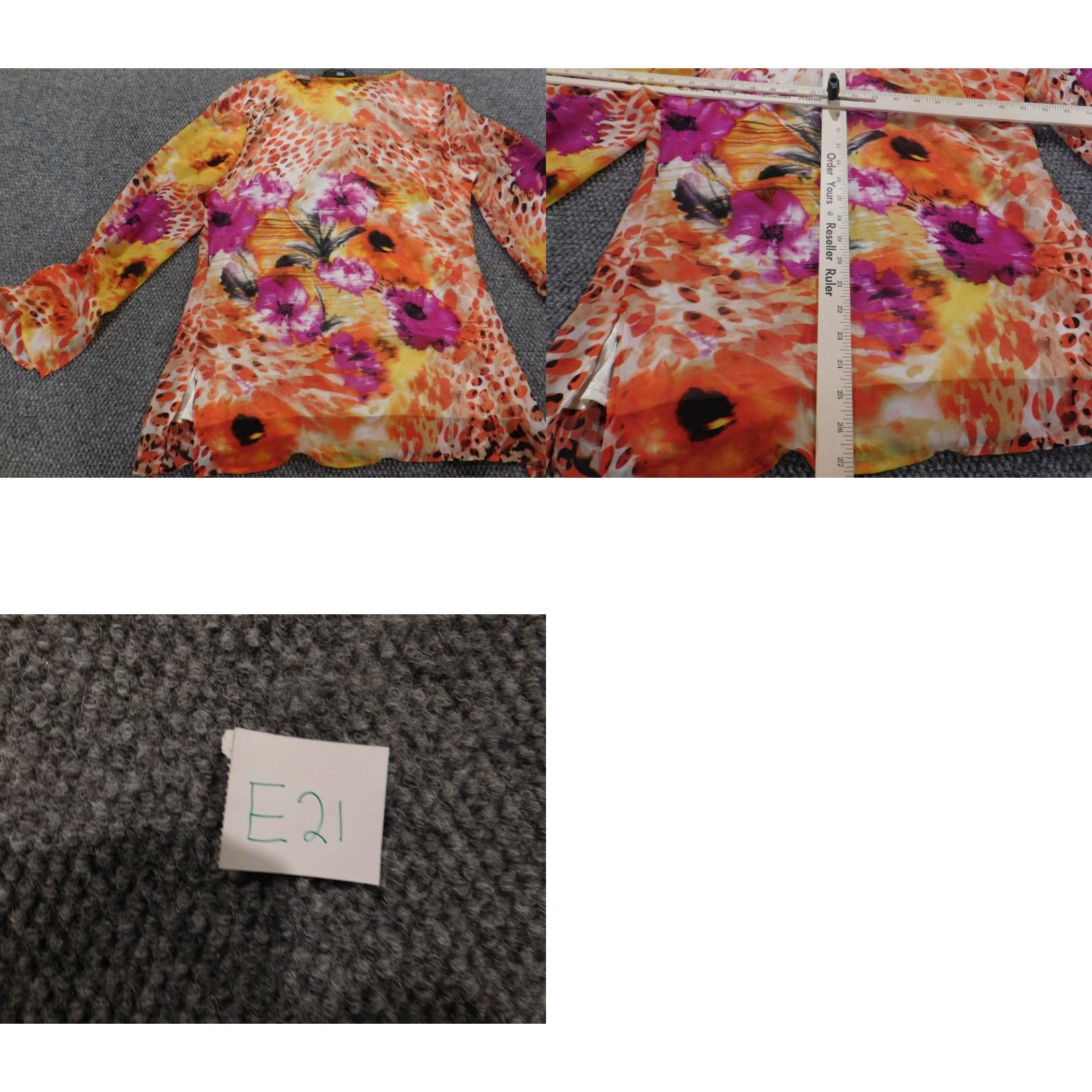 Vintage Debbie Shuchat Blouse Womens Medium orange floral stretch pullover Size M / US 6-8 / IT 42-44 - 8 Thumbnail