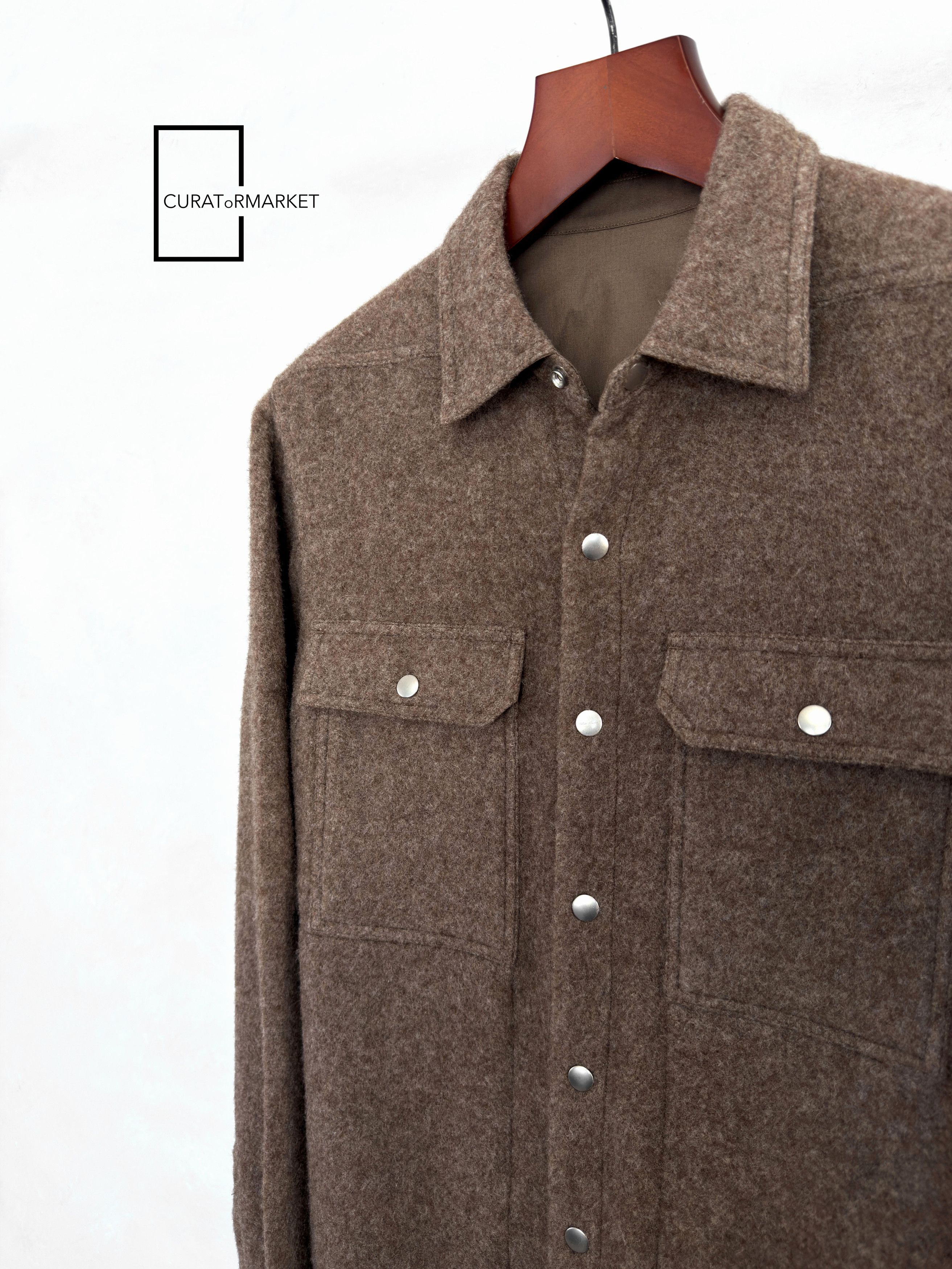 Rick Owens EU46 Lodenette Felt Wool Outershirt Fawn FW24 Porterville Size US S / EU 44-46 / 1 - 3 Thumbnail