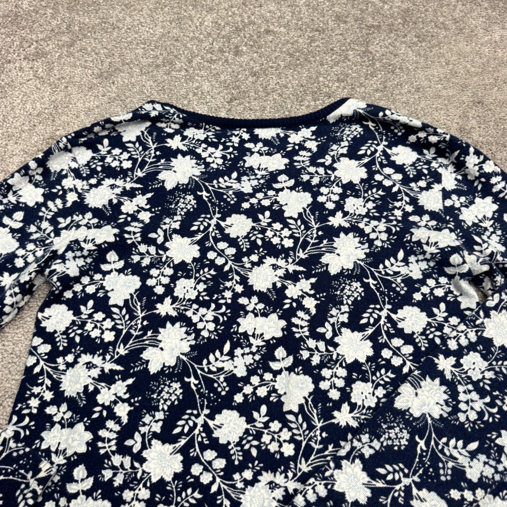 Lands' End VINTAGE Land's End Nightgown V-Neck Sleepwear Dress Womens XS Navy Blue White Floral Size XS / US 0-2 / IT 36-38 - 3 Thumbnail