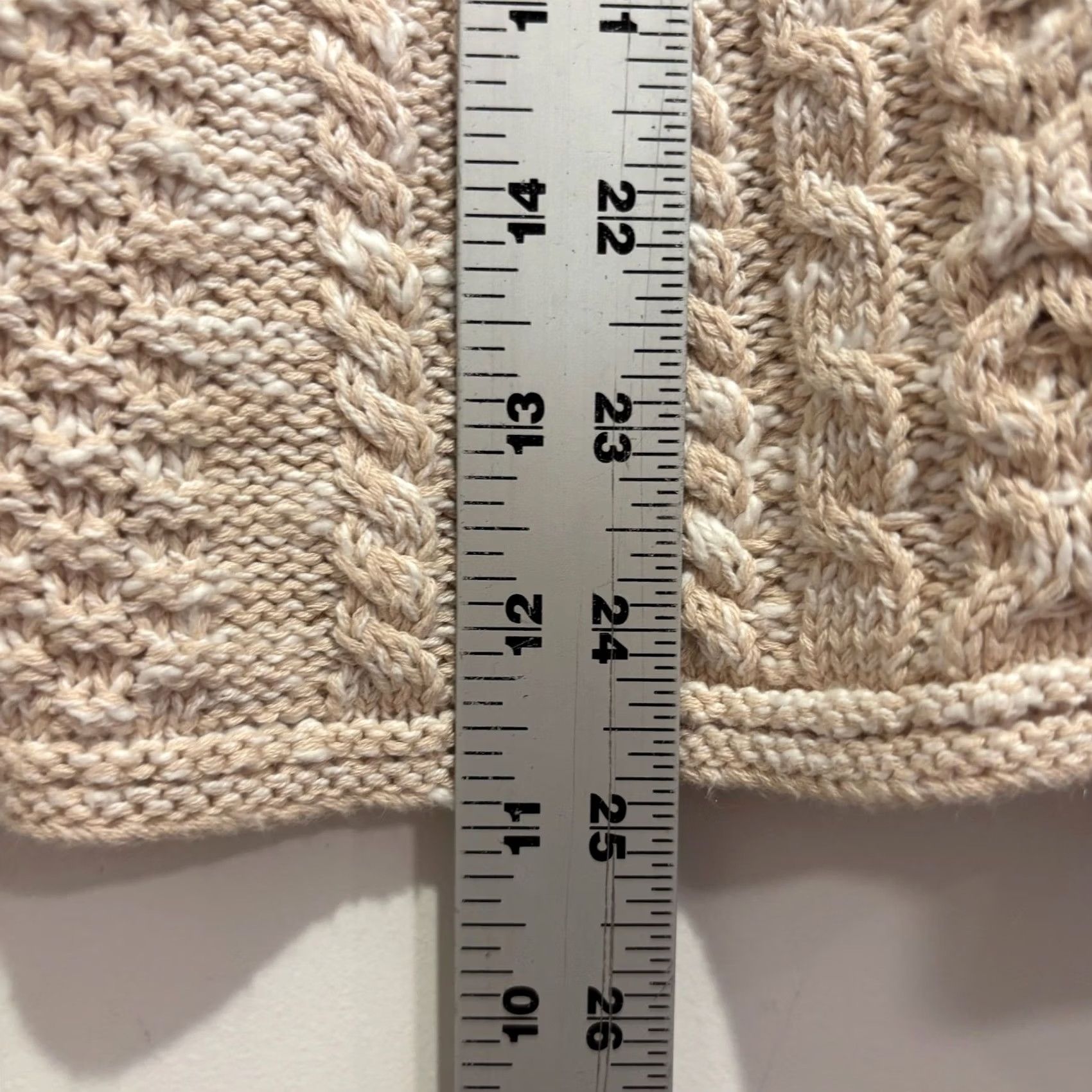 Vintage Vermont Country Store Sweater Cardigan Tan Cream Small Cotton Linen Cable Knit Size S / US 4 / IT 40 - 6 Thumbnail