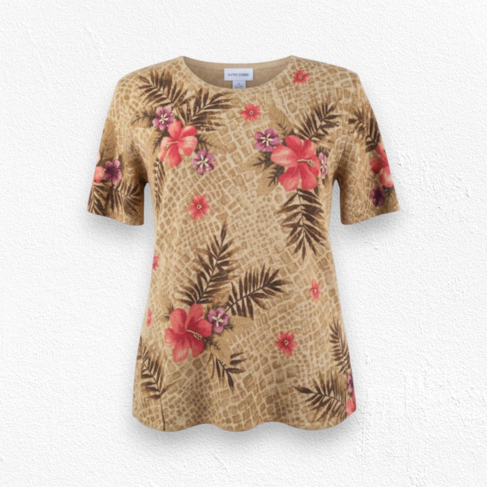 Other Y2K Beige Floral Tropical Embroider Ramie Knit Top Size XL Size XL / US 12-14 / IT 48-50 - 1 Thumbnail