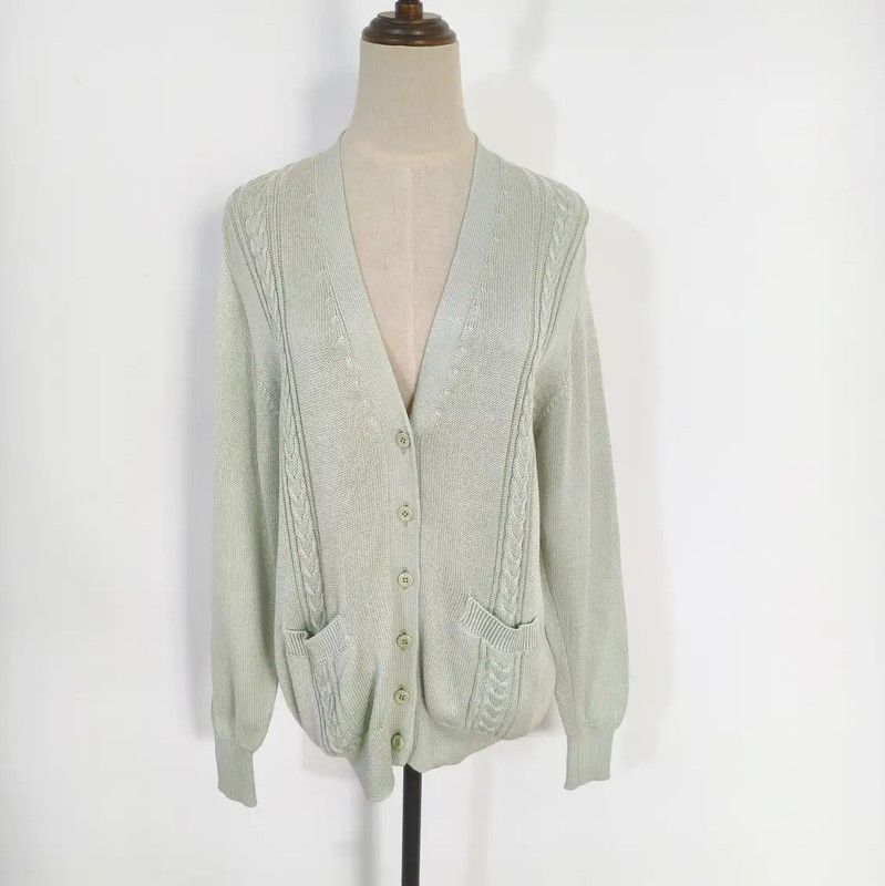 Burberry Burberry Light Green Long Sleeve Cardigan Size M / US 6-8 / IT 42-44 - 1 Thumbnail
