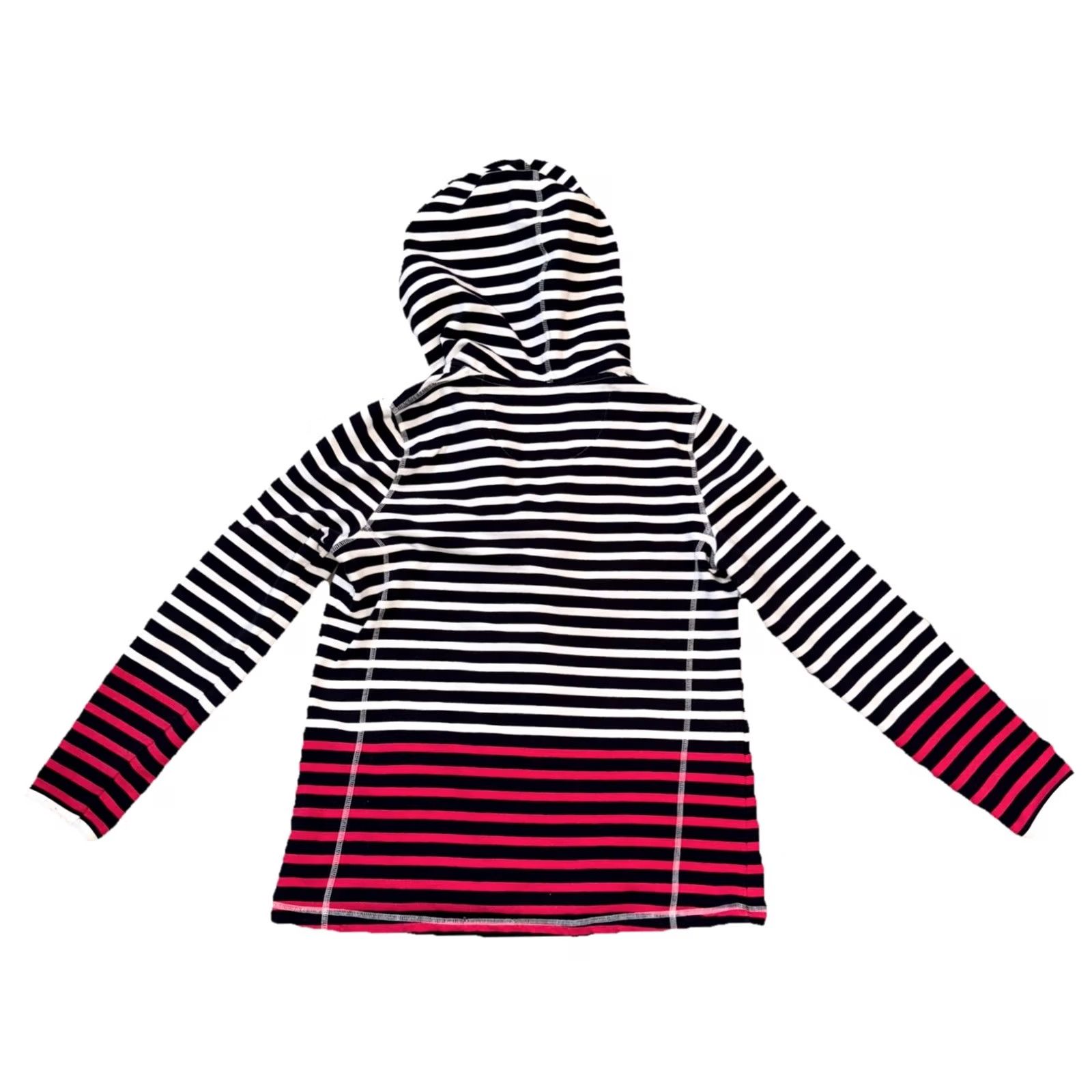 Talbots Talbots Full Zip Hoodie Women’s Size M Pink Black White Stripe Knit Top Shirt Hoodie Size M / US 6-8 / IT 42-44 - 2 Thumbnail