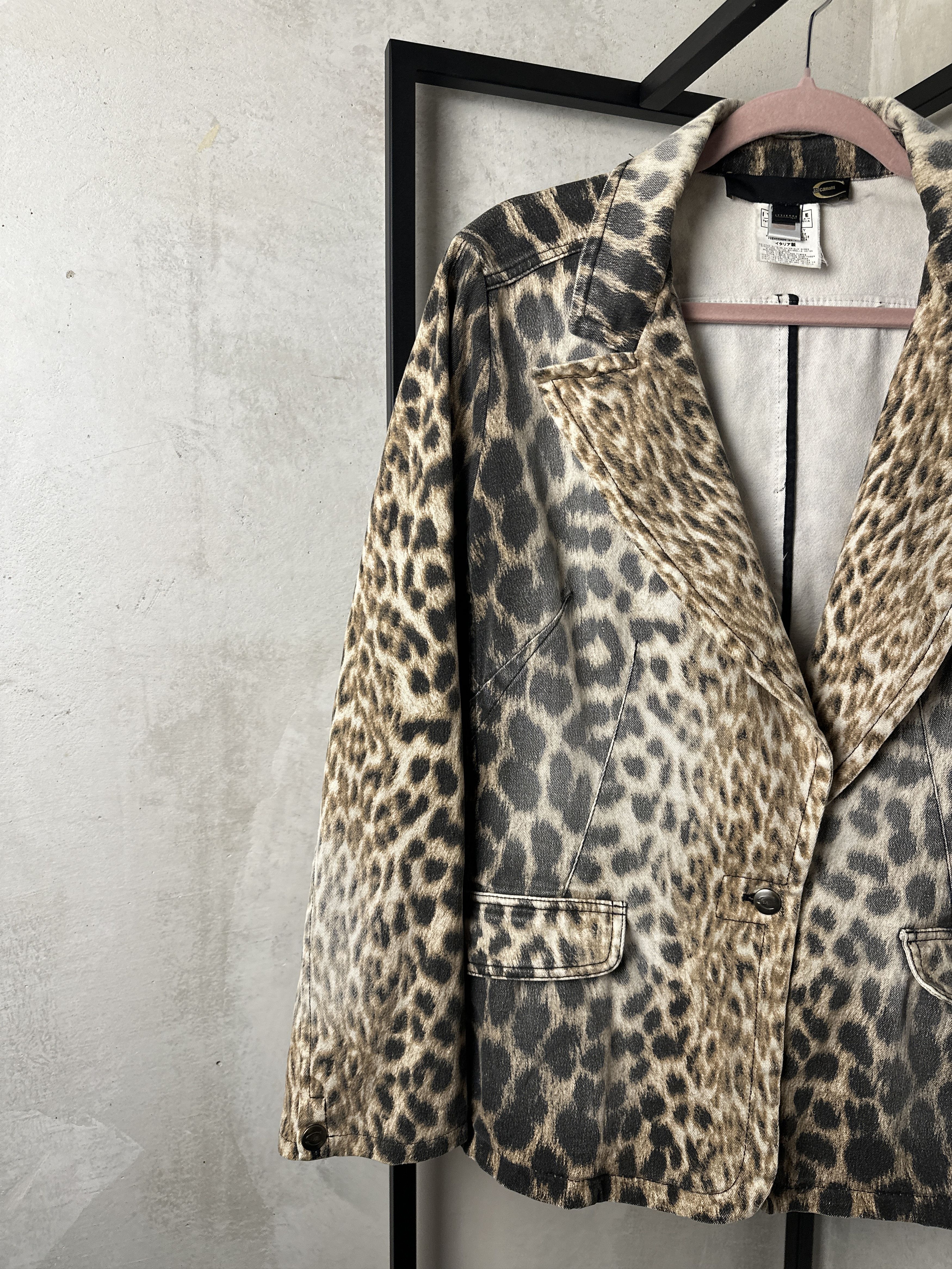 Just Cavalli Just Cavalli Designer Leopard Print Denim Jacket Size M / US 6-8 / IT 42-44 - 4 Thumbnail