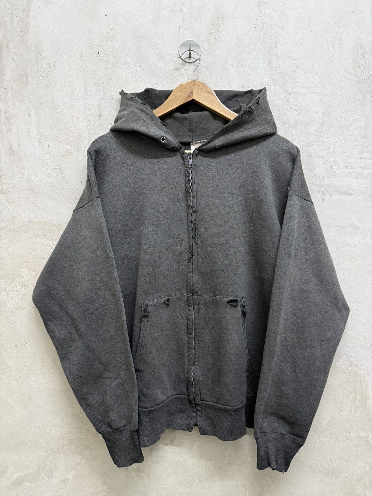 Vintage Thrashed Sun Faded Zipper Distressed Hoodie Size US L / EU 52-54 / 3 - 1 Thumbnail