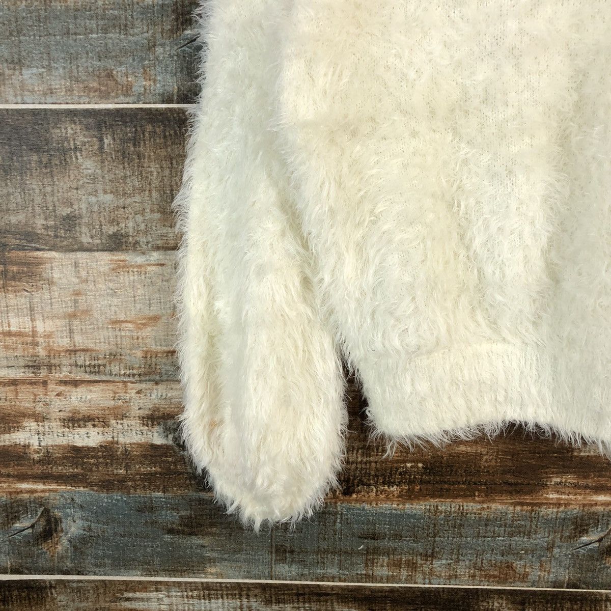 Homespun Knitwear DLL Heather White fur shaggy Mohair Knitwear #C235 Size S / US 4 / IT 40 - 7 Thumbnail