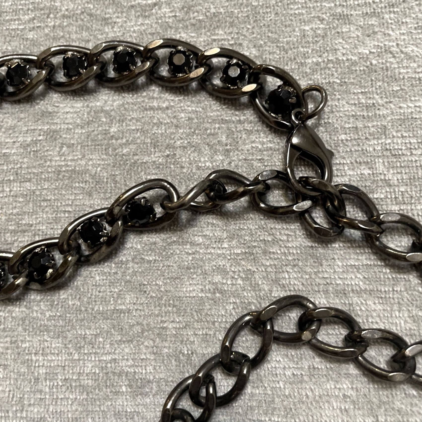 Vintage VINTAGE Women Black Tone Black Crystal Rhinestone Chain Belt Adjustable Women Glam Rock 1980s Mens Womens Boys Girls Size ONE SIZE - 4 Thumbnail