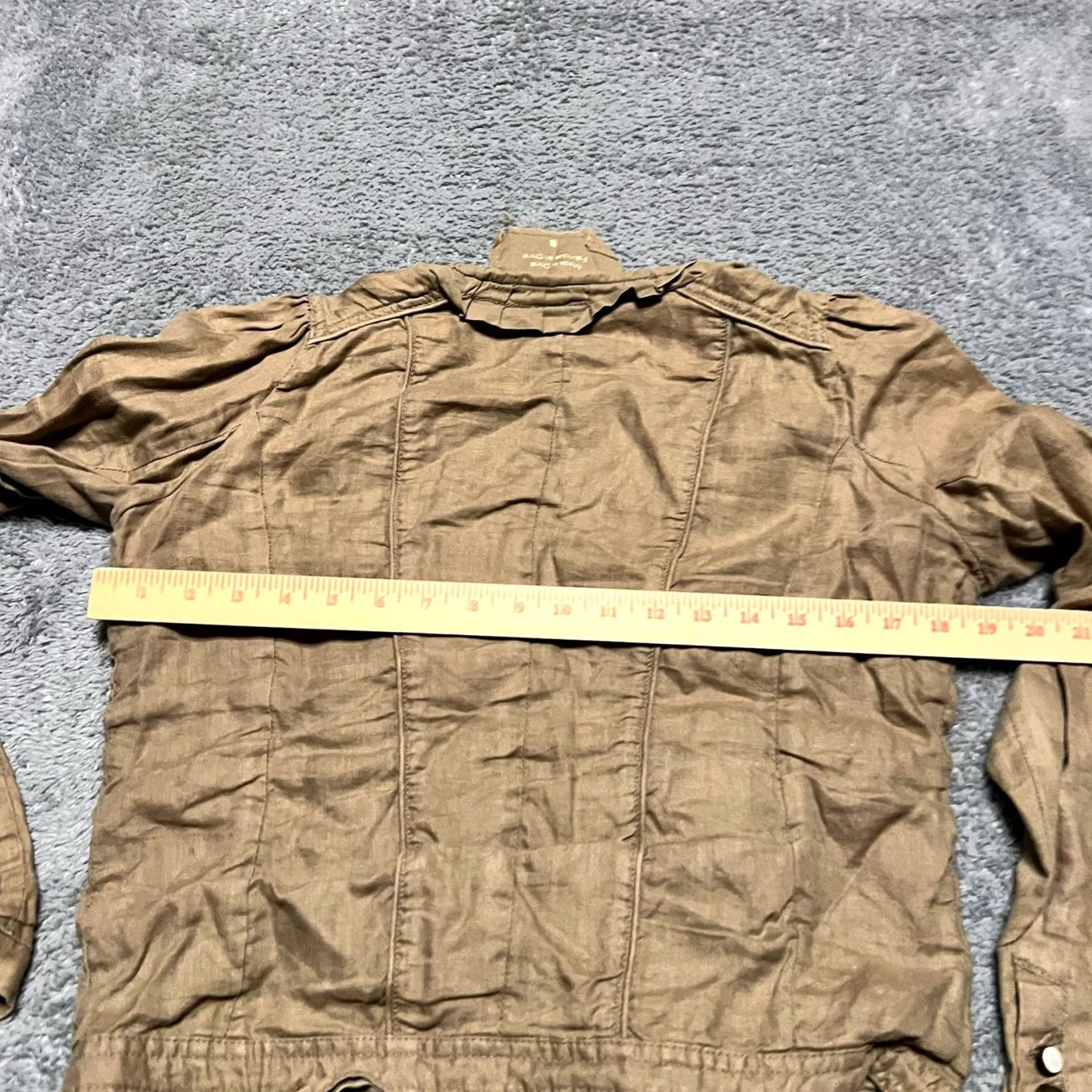 Anthropologie Hei Hei Bomber Jacket Womens 6 Small Linen Pleated Zip Military Coat Brown Linen Bomber Jacket Women 6 Small Retro Military-inspired Hei Hei Womens Size M / US 6-8 / IT 42-44 - 6 Thumbnail