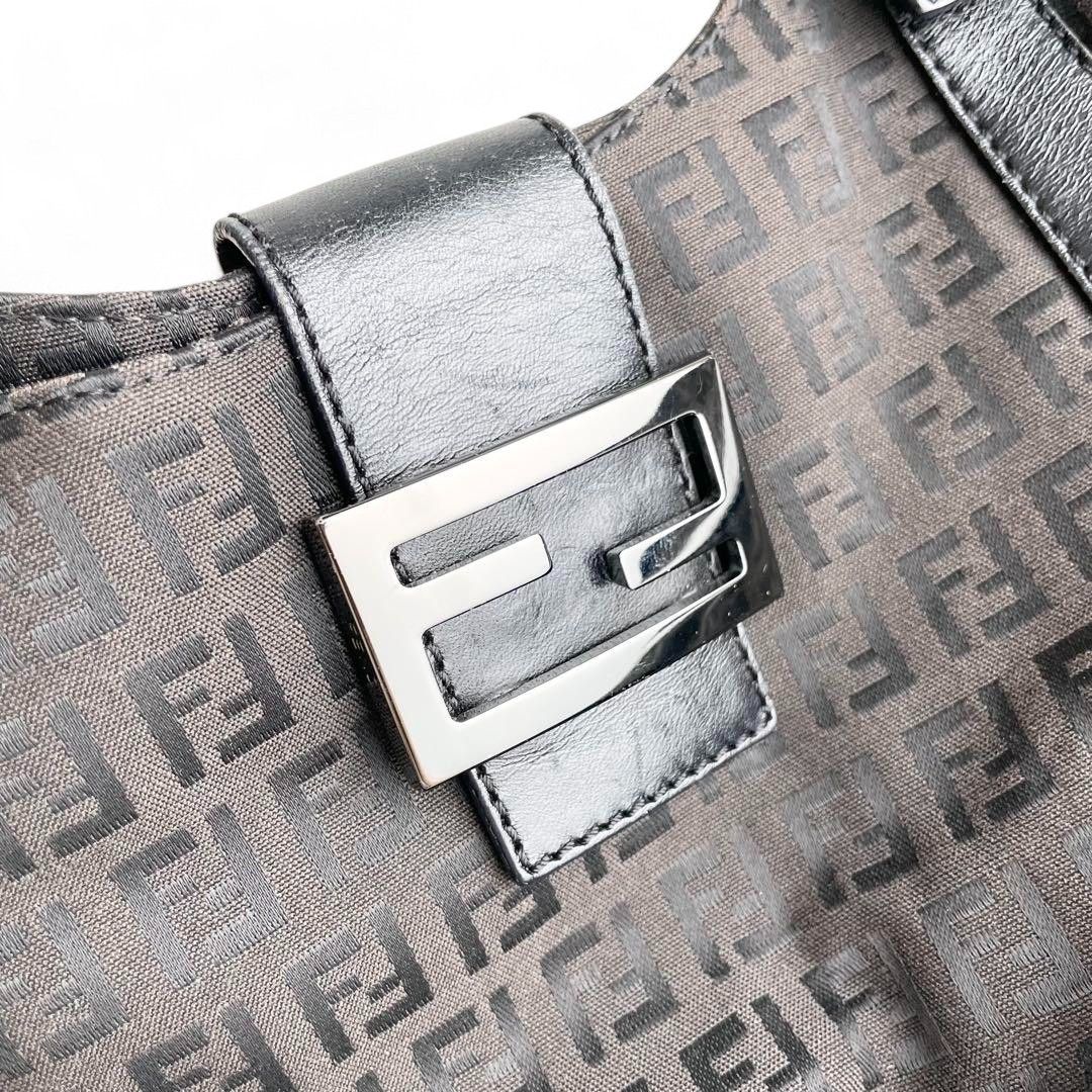Fendi Fendi - Mamma Baguette Handbag Zucca Black Leather Size ONE SIZE - 7 Thumbnail