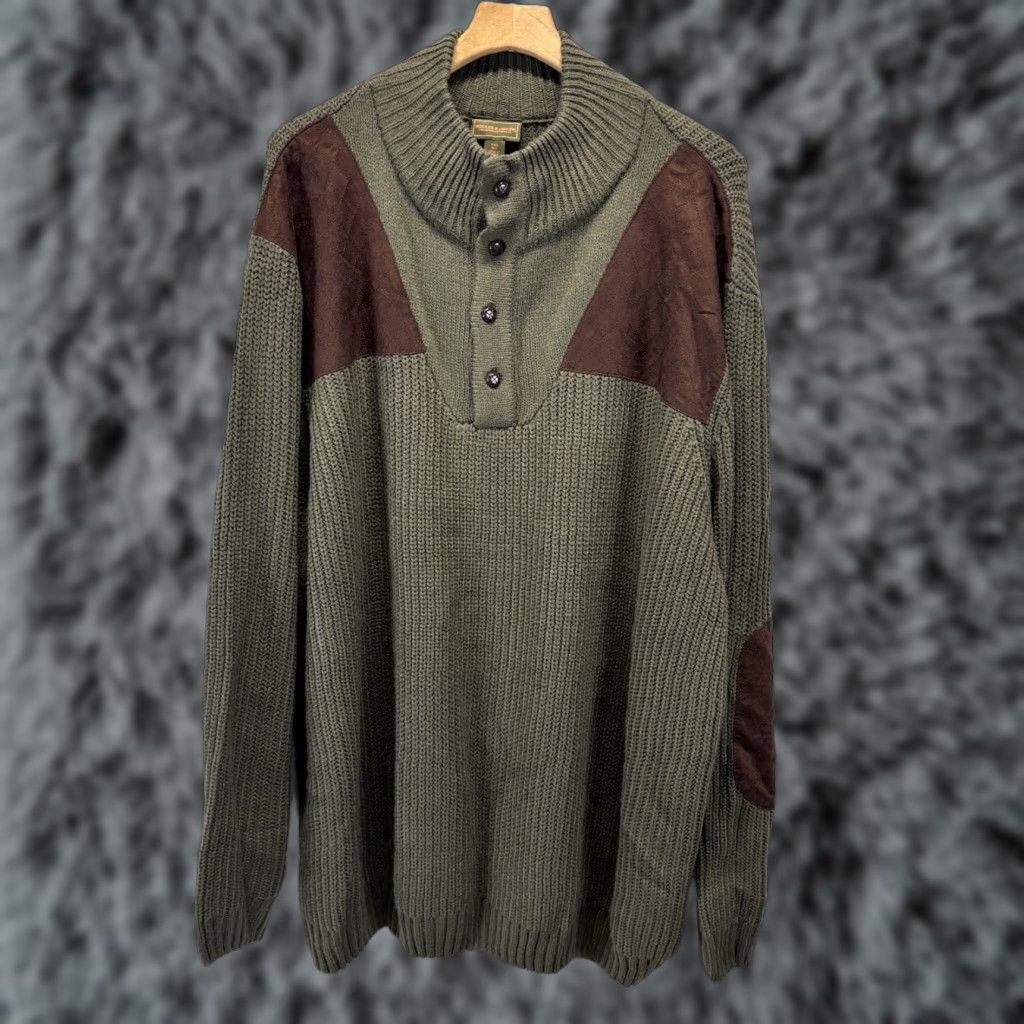 Vintage Boulder Creek Men's Sweater 4XL Big & Tall Long Sleeve Henley Fall Winter Green Knitted Acrylic Size US XXL / EU 58 / 5 - 1 Thumbnail