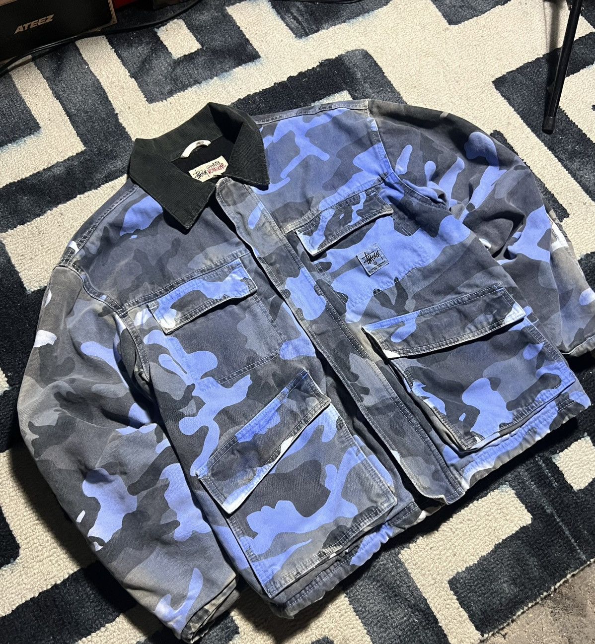 Stussy Stussy jacket camo blue outerwear workwear winter fall Size US S / EU 44-46 / 1 - 11 Thumbnail