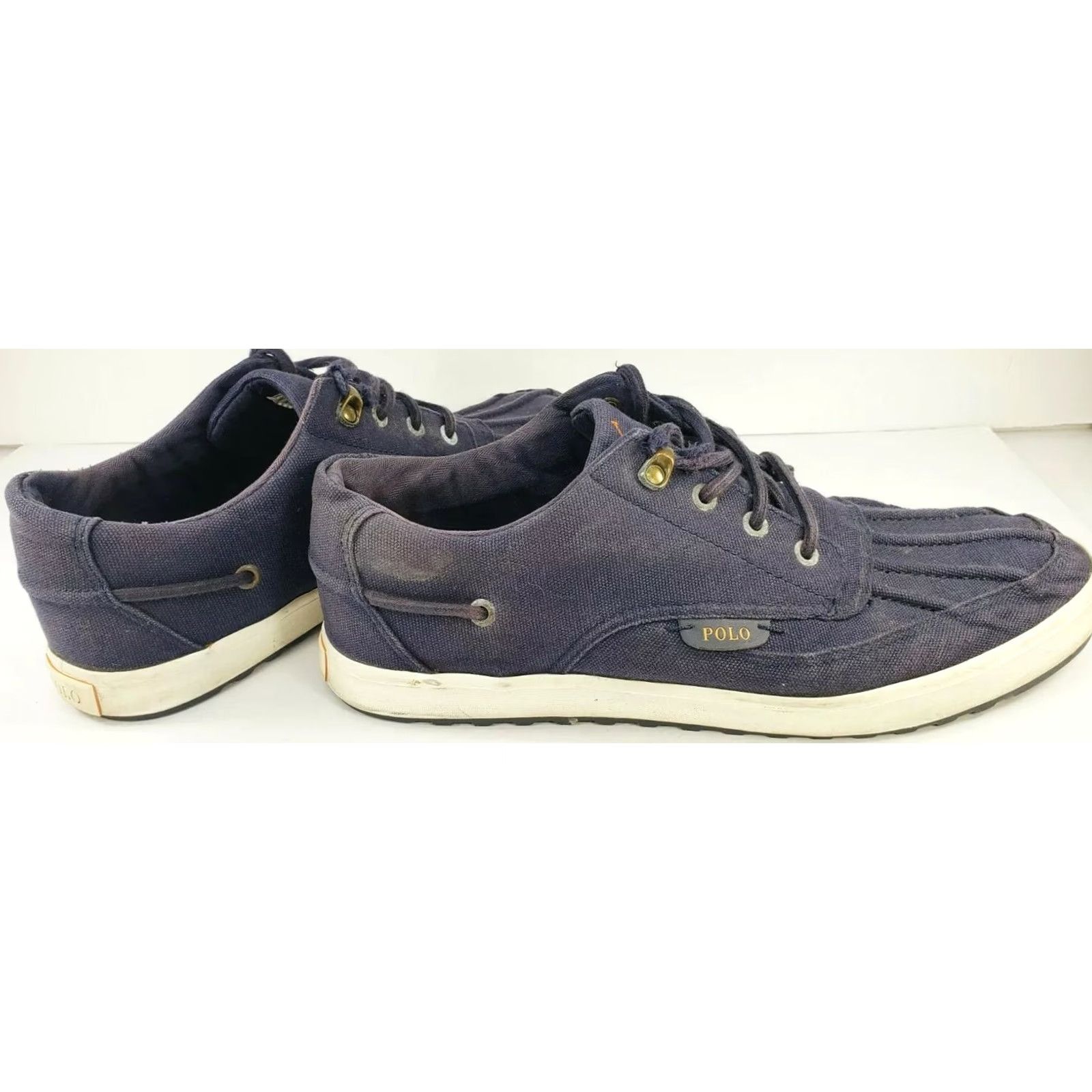 Polo Ralph Lauren Polo Ralph Lauren Ramiro Canvas Sneaker Shoes 12D Navy Blue Lace Up Men Casual Boat Shoe Dock Sneaker Size US L / EU 52-54 / 3 - 6 Thumbnail