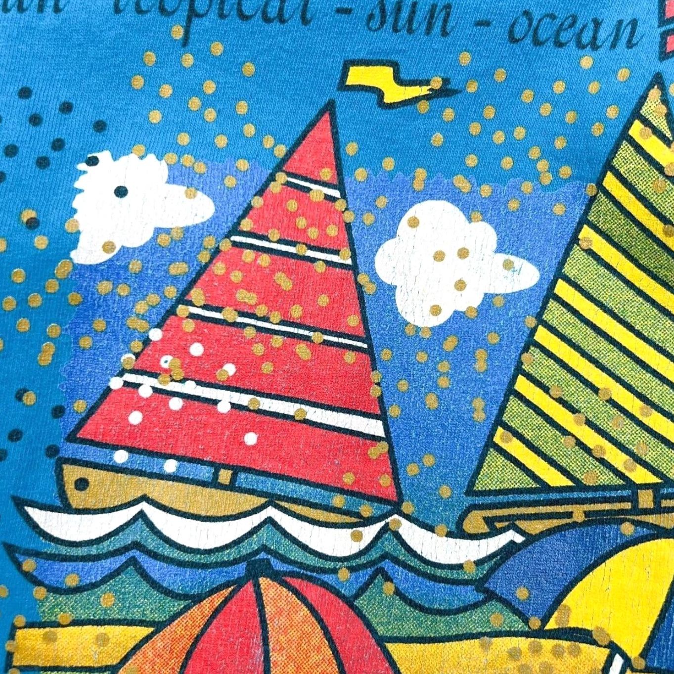 Vintage Vintage The Fun Ships Souvenir T-Shirt Blue XL XXL Graphic Single Stitch 90s Mens T-Shirt Size US XL / EU 56 / 4 - 5 Thumbnail