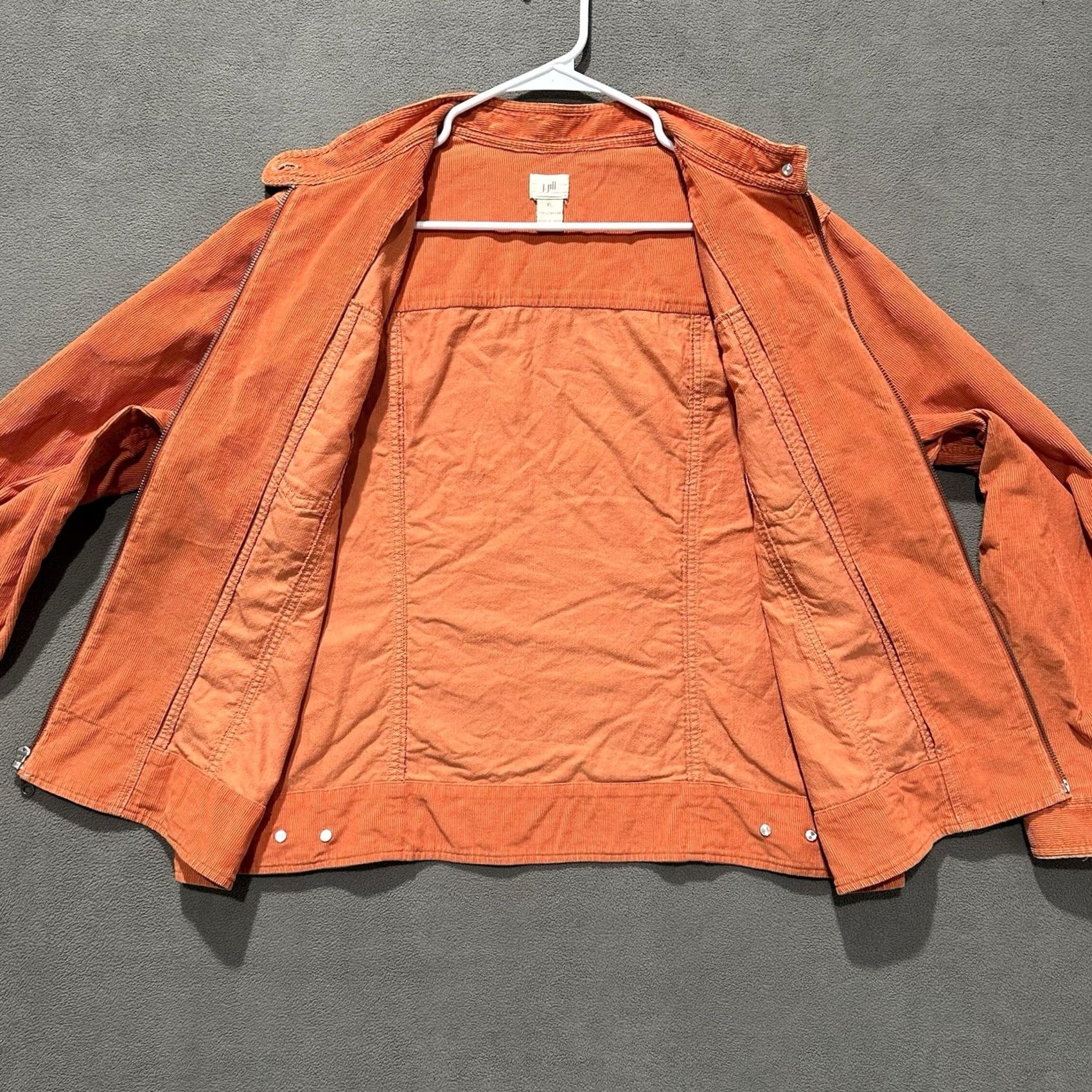 J. Jill J. Jill Jacket Womens XL Orange Corduroy Full Zip Cafe Racer Short EUC Size 40" / US 18 - 3 Thumbnail