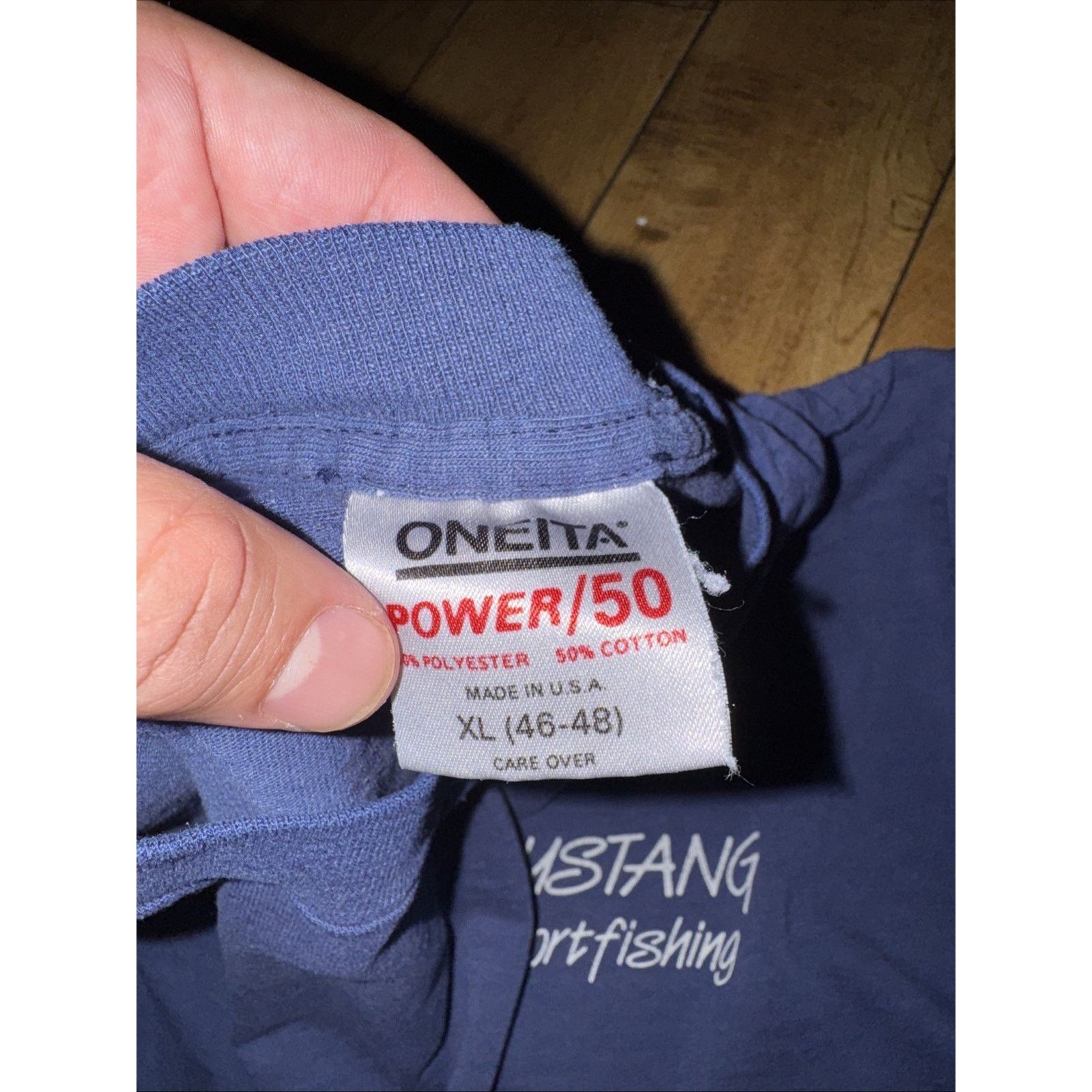 Vintage Vintage Oneita Single Stitch T-Shirt Blue XL Fishing USA Size US XL / EU 56 / 4 - 7 Thumbnail