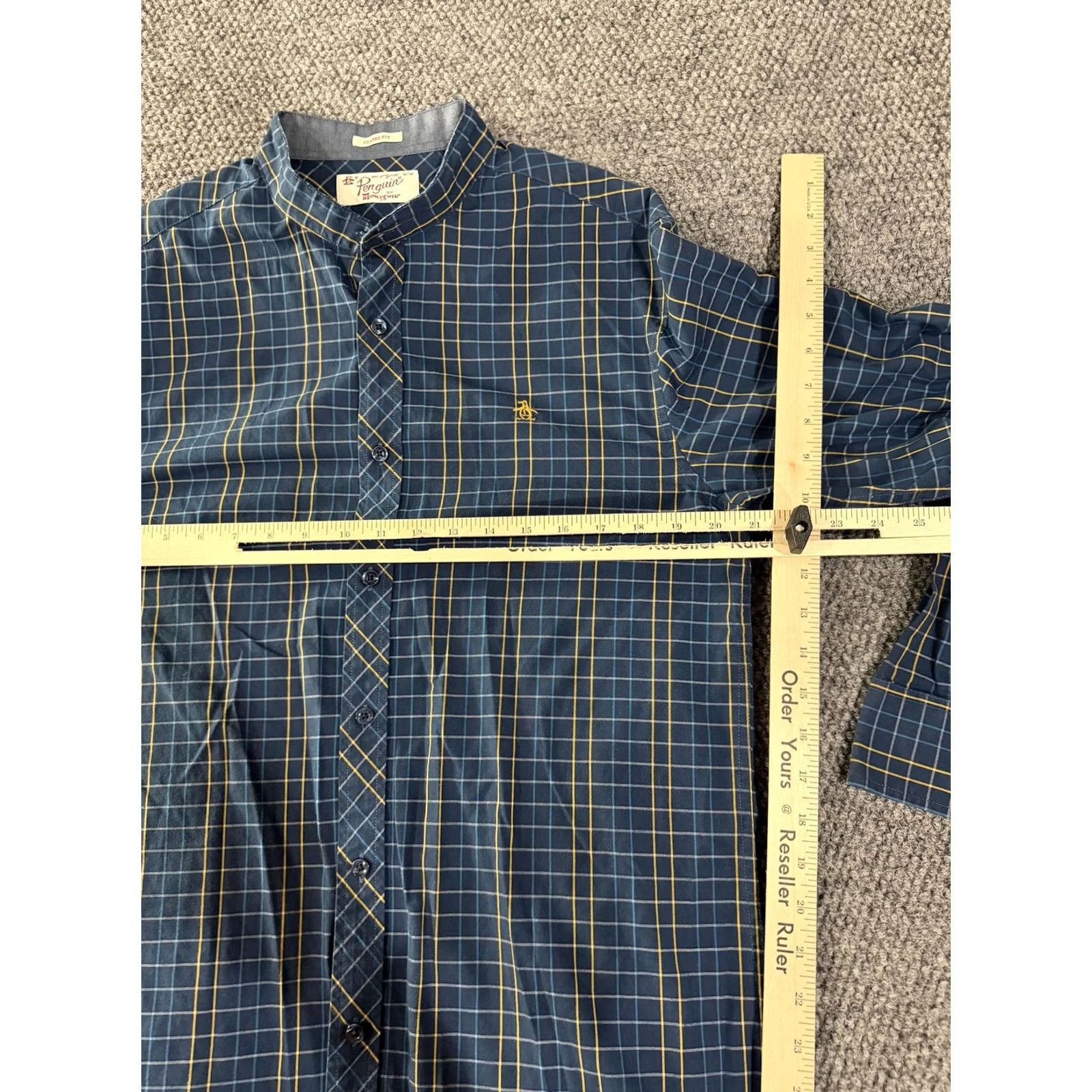 Original Penguin Original Penguin Shirt Mens M Blue Check Long Sleeve Band Collar Casual Size US M / EU 48-50 / 2 - 3 Thumbnail