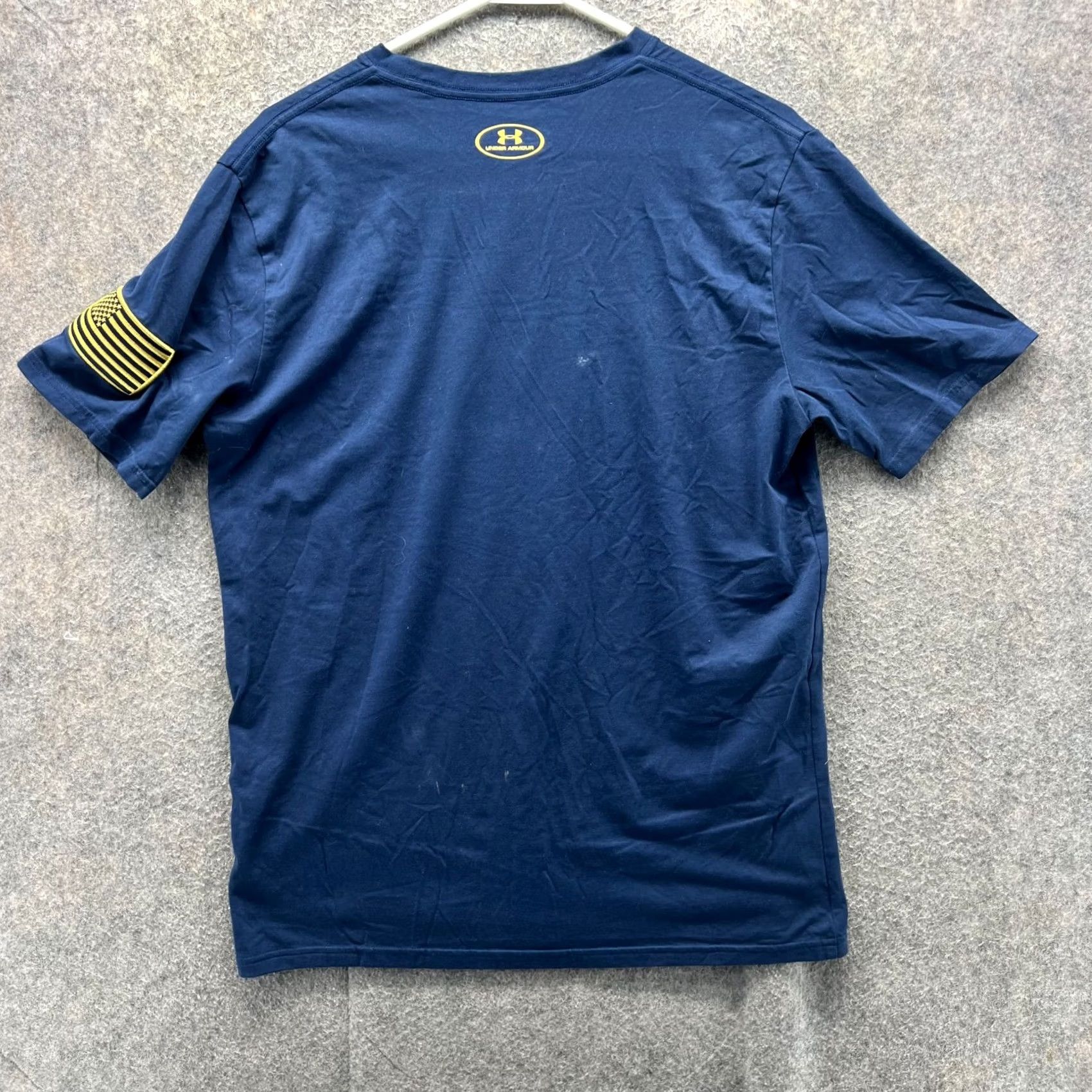 Under Armour Under Armour Shirt Mens Medium Blue Navy Heatgear Loose Brave Project Rock USA Shirt Size US M / EU 48-50 / 2 - 2 Thumbnail