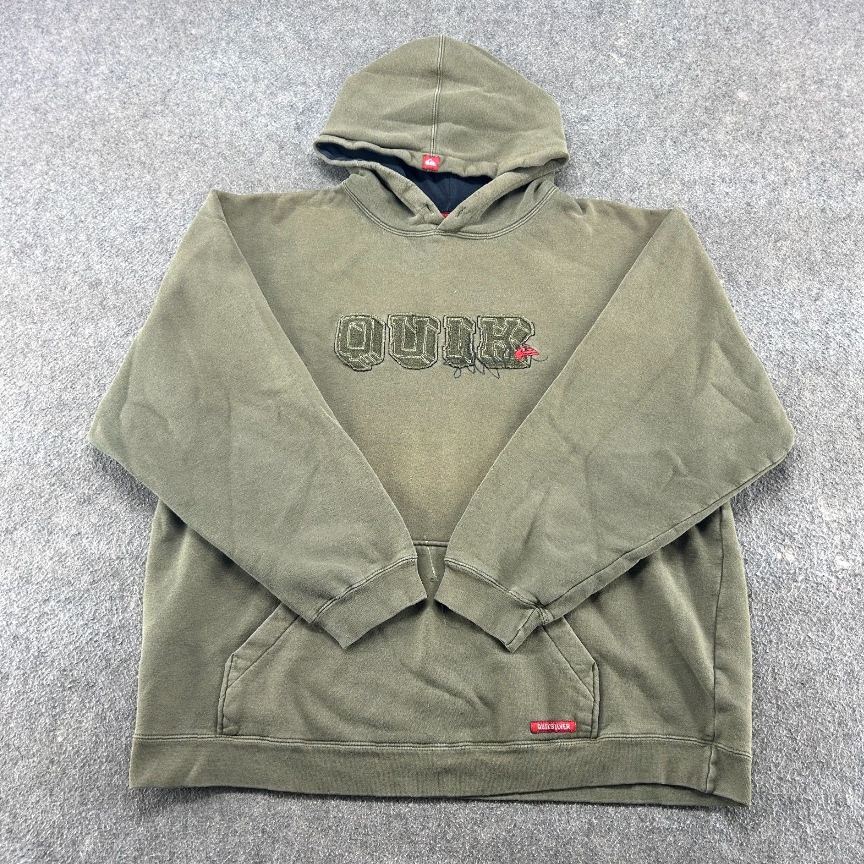 Quiksilver VINTAGE Quiksilver Hoodie Mens L Green Pullover Cotton Surf Skate Y2K Hooded Zipper Logo Size US L / EU 52-54 / 3 - 2 Thumbnail