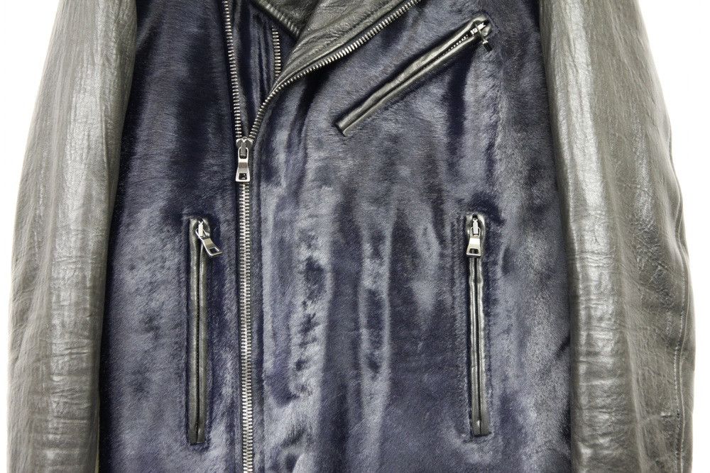 Balmain Balmain Paris Midnight Blue Black Calf Hair Leather Biker Size US M / EU 48-50 / 2 - 8 Thumbnail