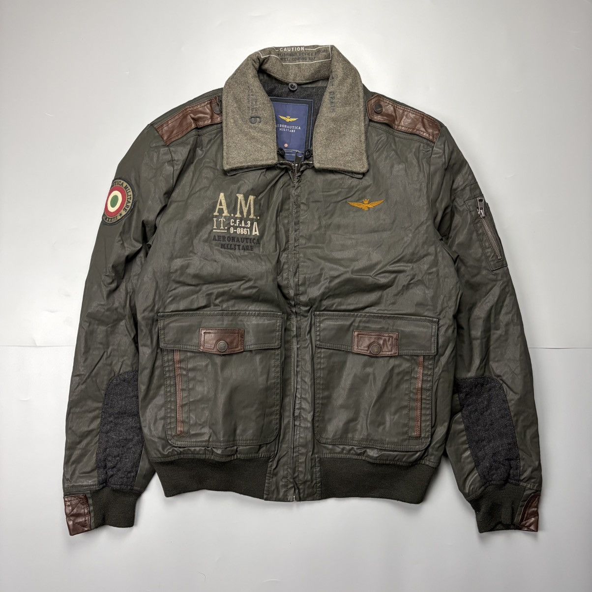 Aeronautica Militare Aeronautica Militare Aviator Waxed Leather Jacket Size US L / EU 52-54 / 3 - 1 Thumbnail