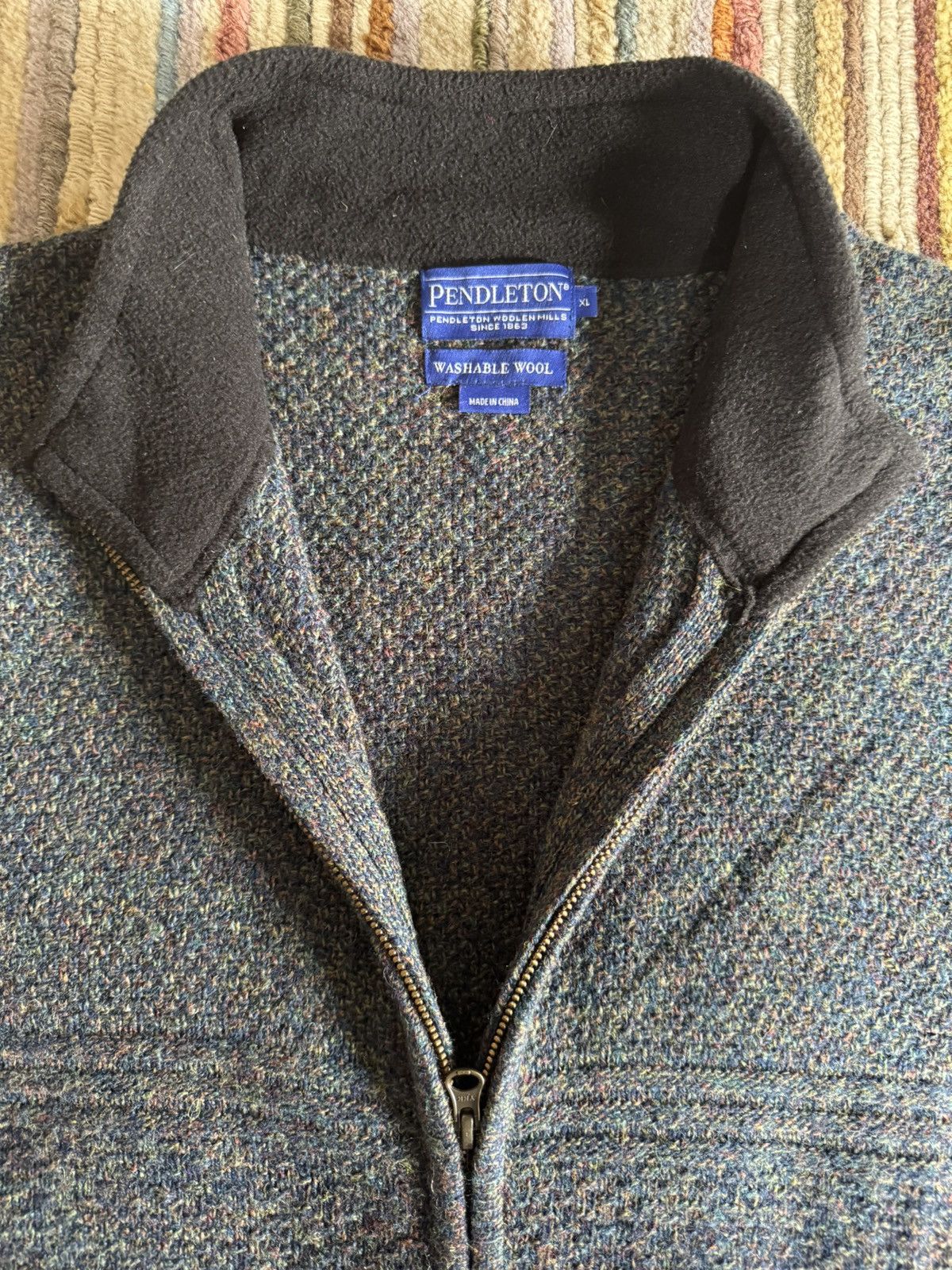 Pendleton Blue melange 100% washable wool, XL, new no tags Size US XL / EU 56 / 4 - 3 Thumbnail