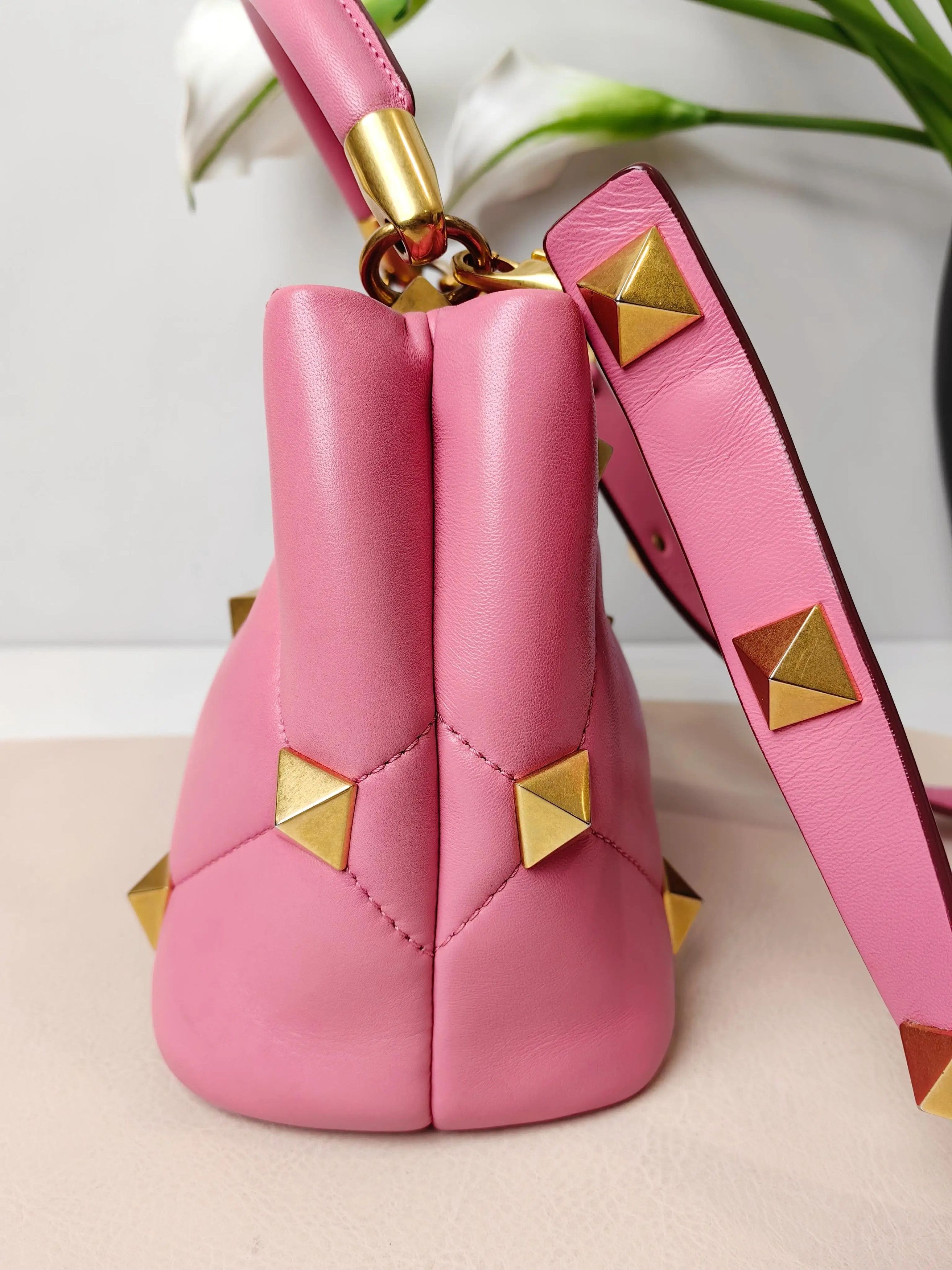 Valentino Valentino Roman Stud Pink Handbag Size ONE SIZE - 3 Thumbnail