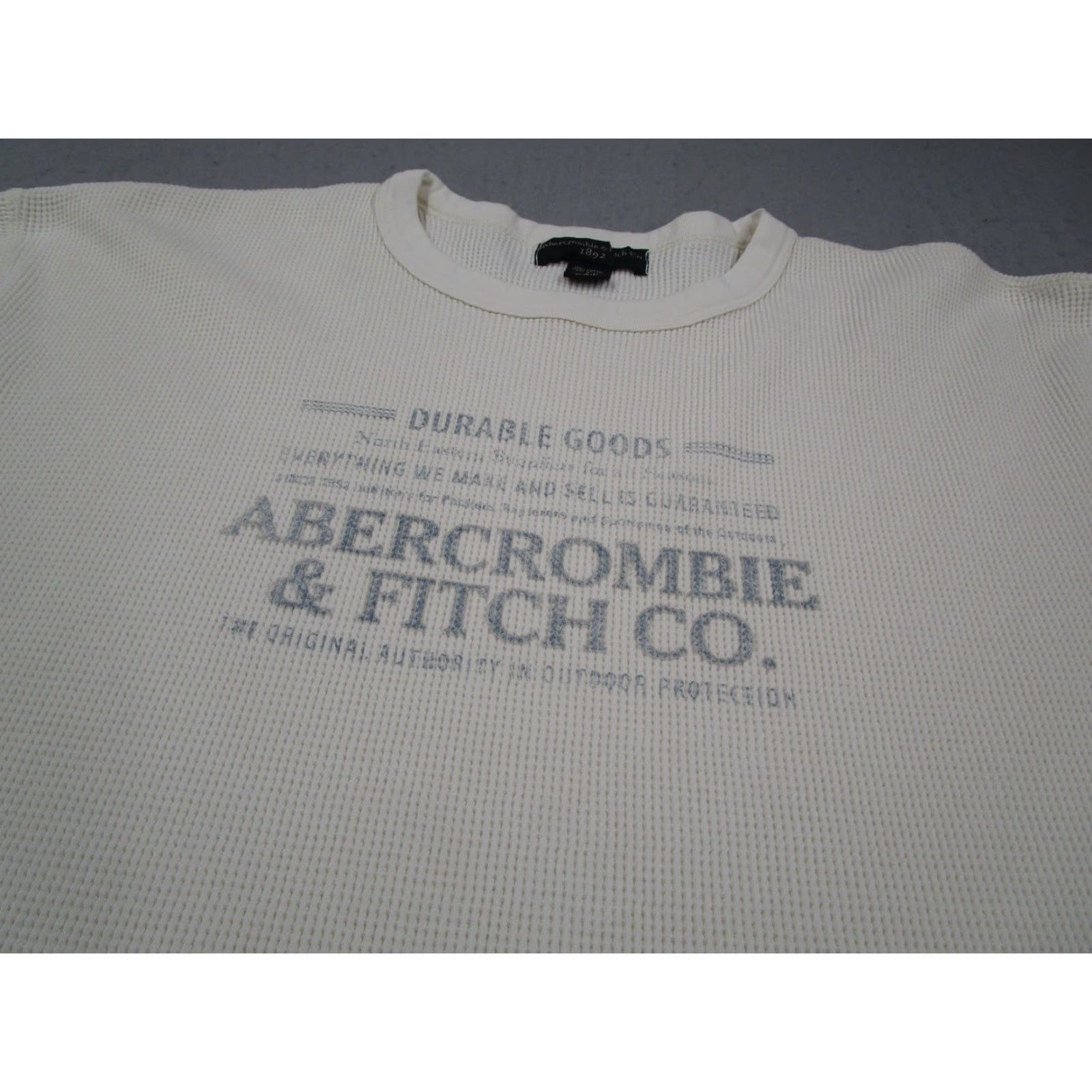 Abercrombie & Fitch VINTAGE Abercrombie & Fitch Shirt Mens Off Large White Thermal Long Sleeve Waffle Y2K Size US L / EU 52-54 / 3 - 2 Thumbnail