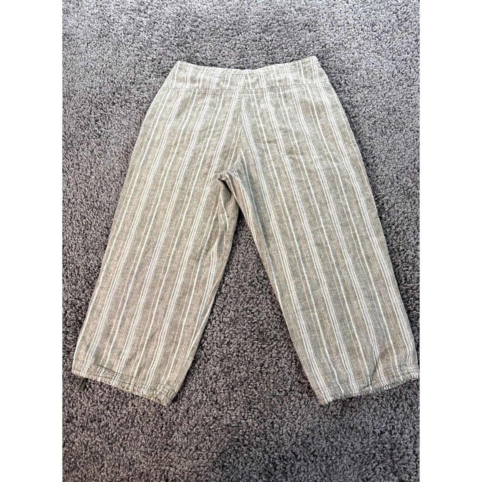 Vintage VINTAGE Marla Kim Linen Pants Womens 28x20 Cropped Capri Green Stripe 90s Pants Size 28" / US 6 / IT 42 - 8 Thumbnail