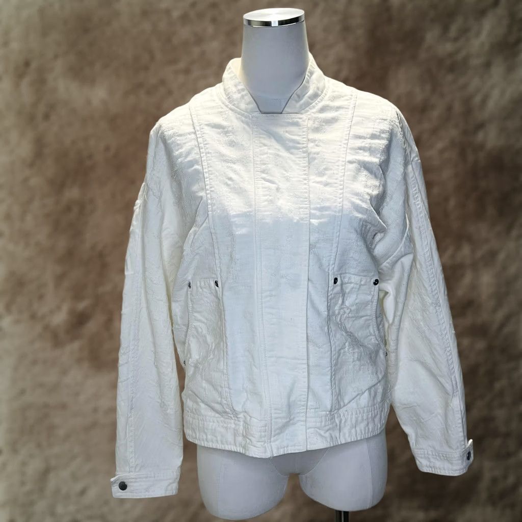Free People Free People Jacket Womens Large White Textured Cotton Full Zip Boho Casual Size L / US 10 / IT 46 - 1 Thumbnail