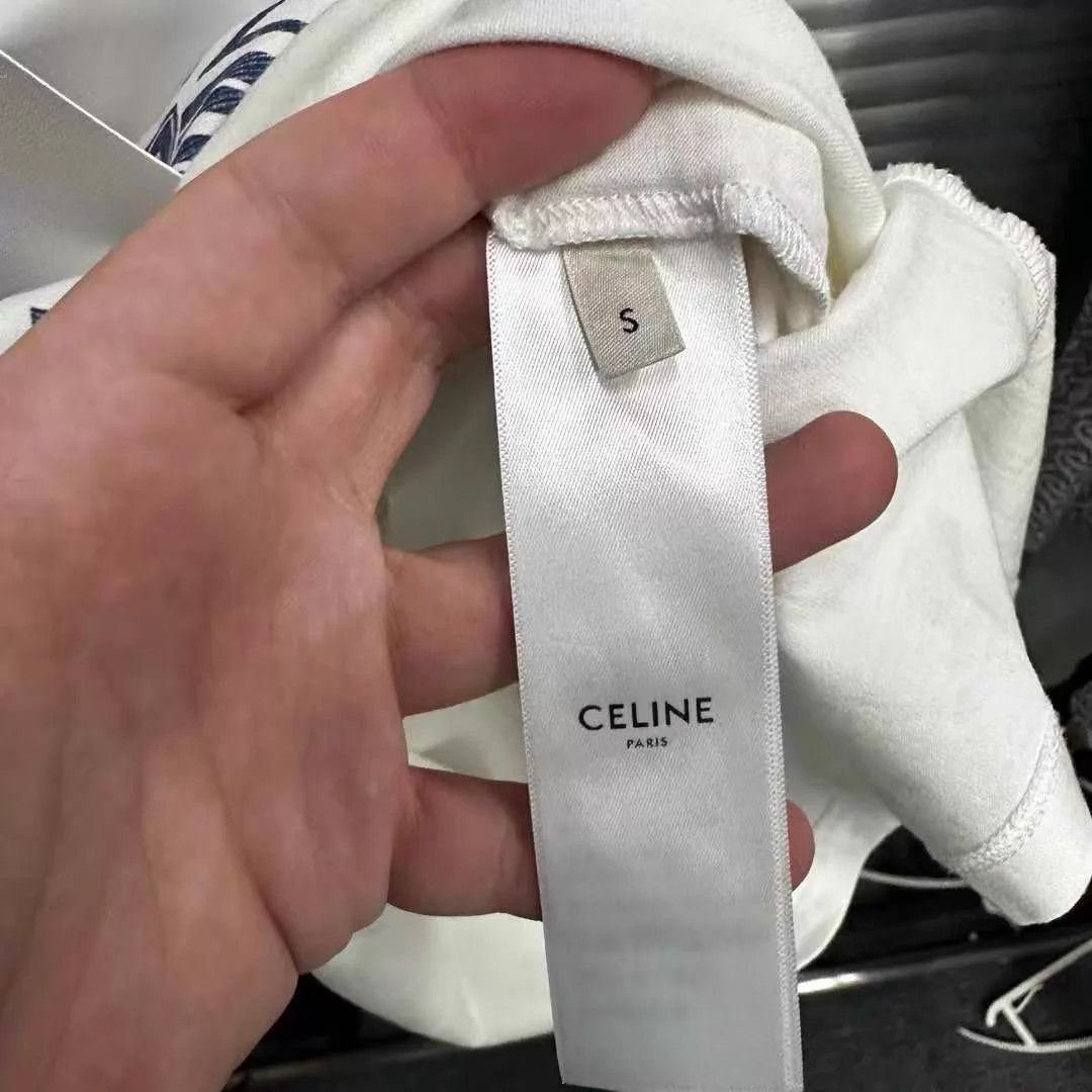 Celine Celine Triomphe White Red Short Sleeve Tee S New With Tags Size S / US 4 / IT 40 - 4 Thumbnail