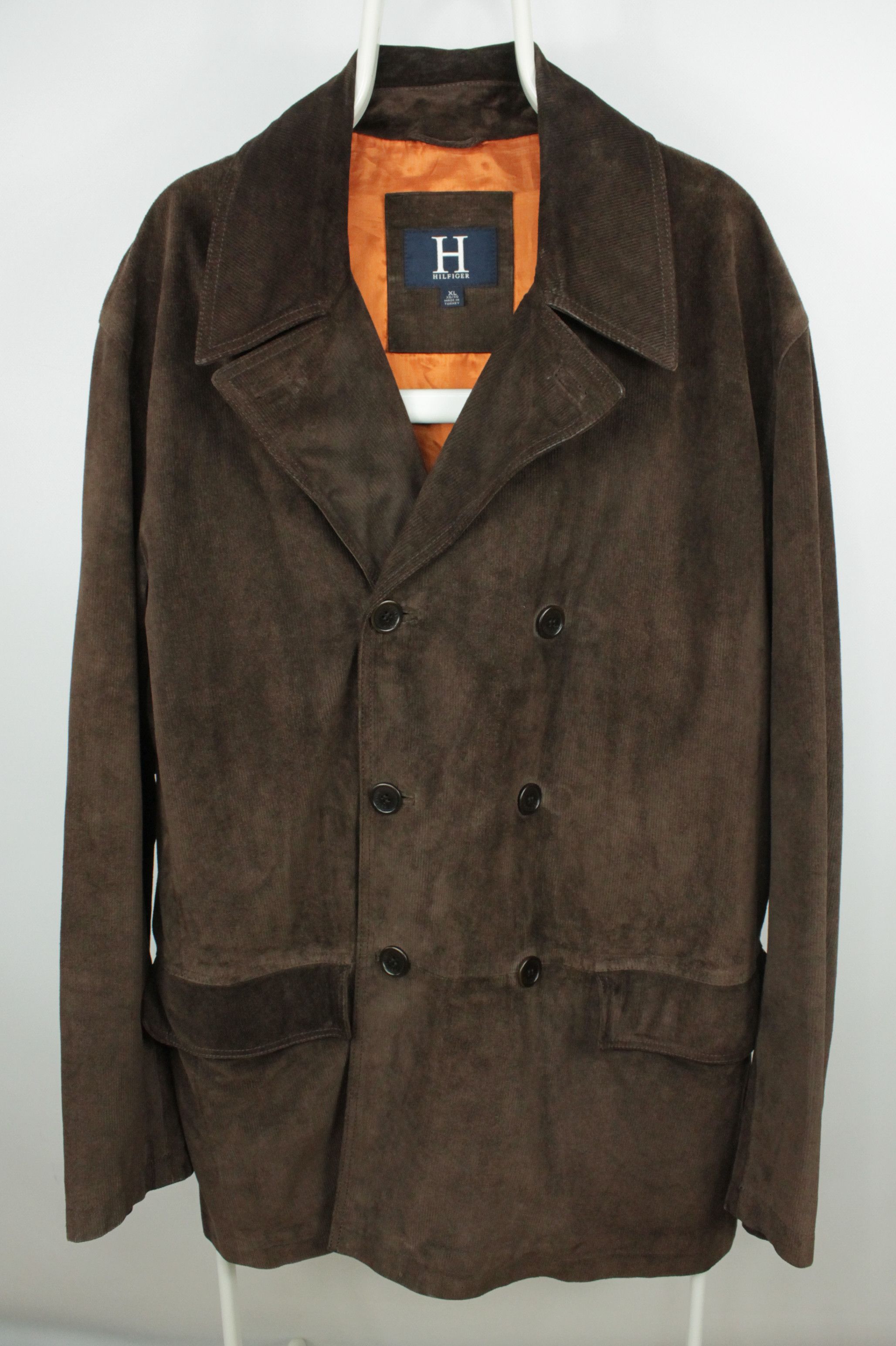 Tommy Hilfiger Tommy Hilfiger Brown Corduroy Leather Double-Breasted Jacket Size US XL / EU 56 / 4 - 1 Thumbnail