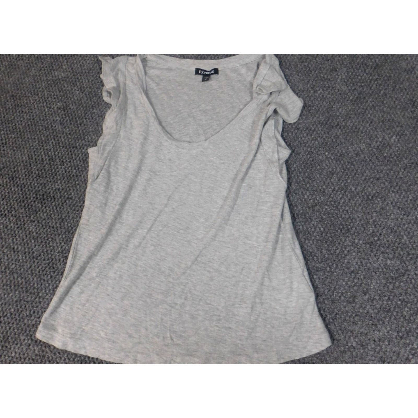 Express Express Womens Blouse XS Gray V-Neck Pullover Stretch Tank Top Cap Sleeve Cotton Modal Rayon Shirt Regular Womens US XS Gray Modern Basic Conference? Size XS / US 0-2 / IT 36-38 - 2 Thumbnail