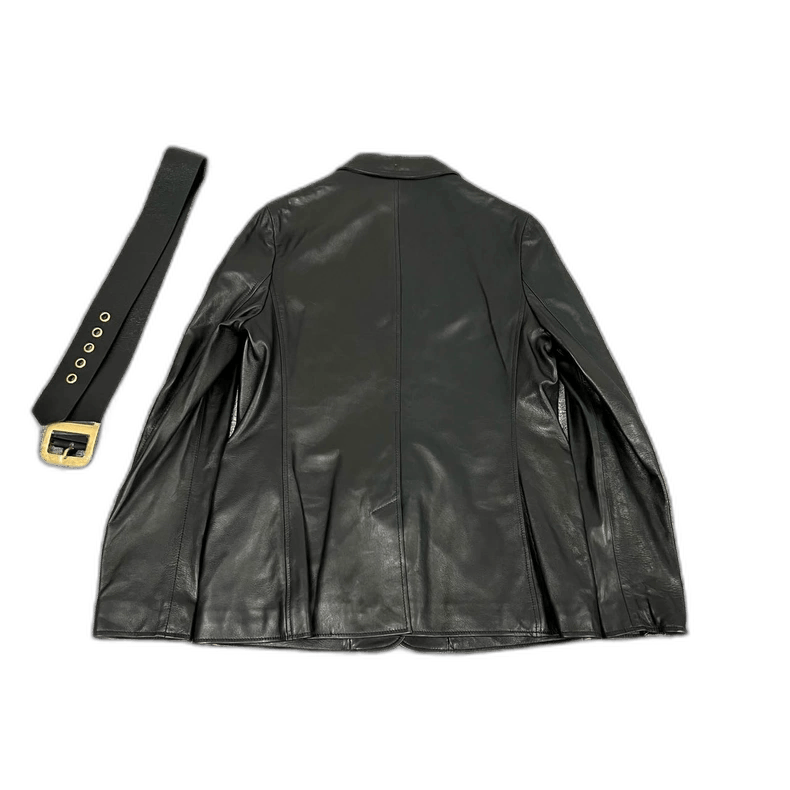 Dior Dior Black Leather Coat with Belt Size L / US 10 / IT 46 - 1 Thumbnail