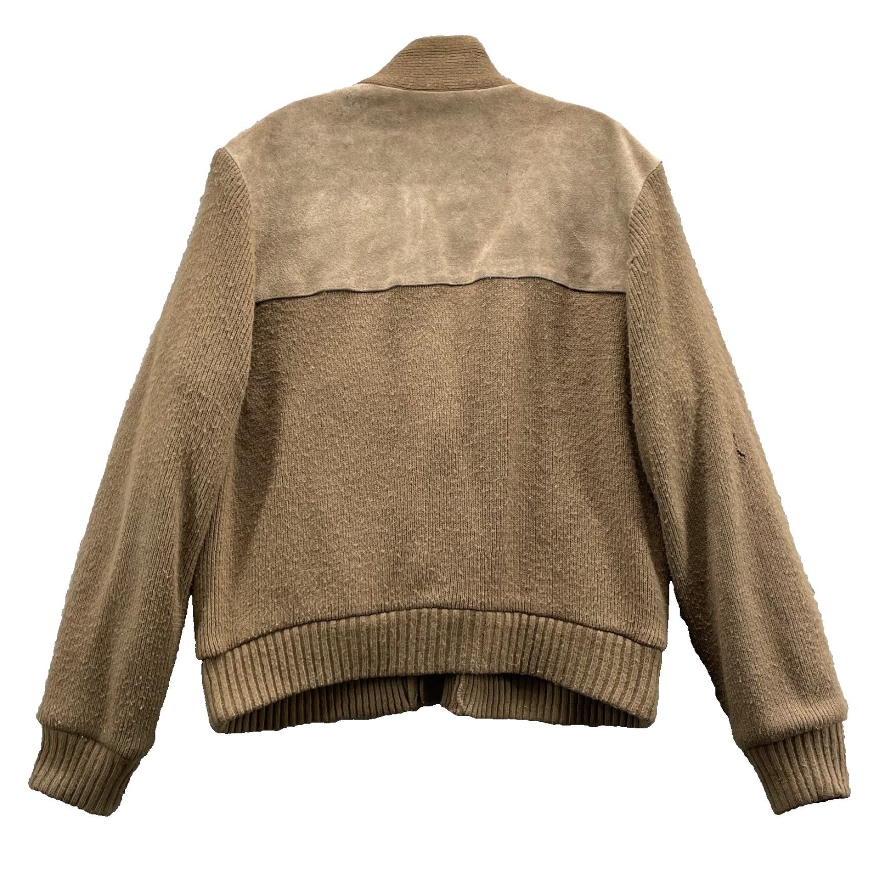Vintage VTG Outdoor Exchange Cardigan Suede Leather Large Brown Men Knit V-Neck Academia 90s Preppy Old Money Cable-Knit Pattern Solid Size US L / EU 52-54 / 3 - 2 Thumbnail