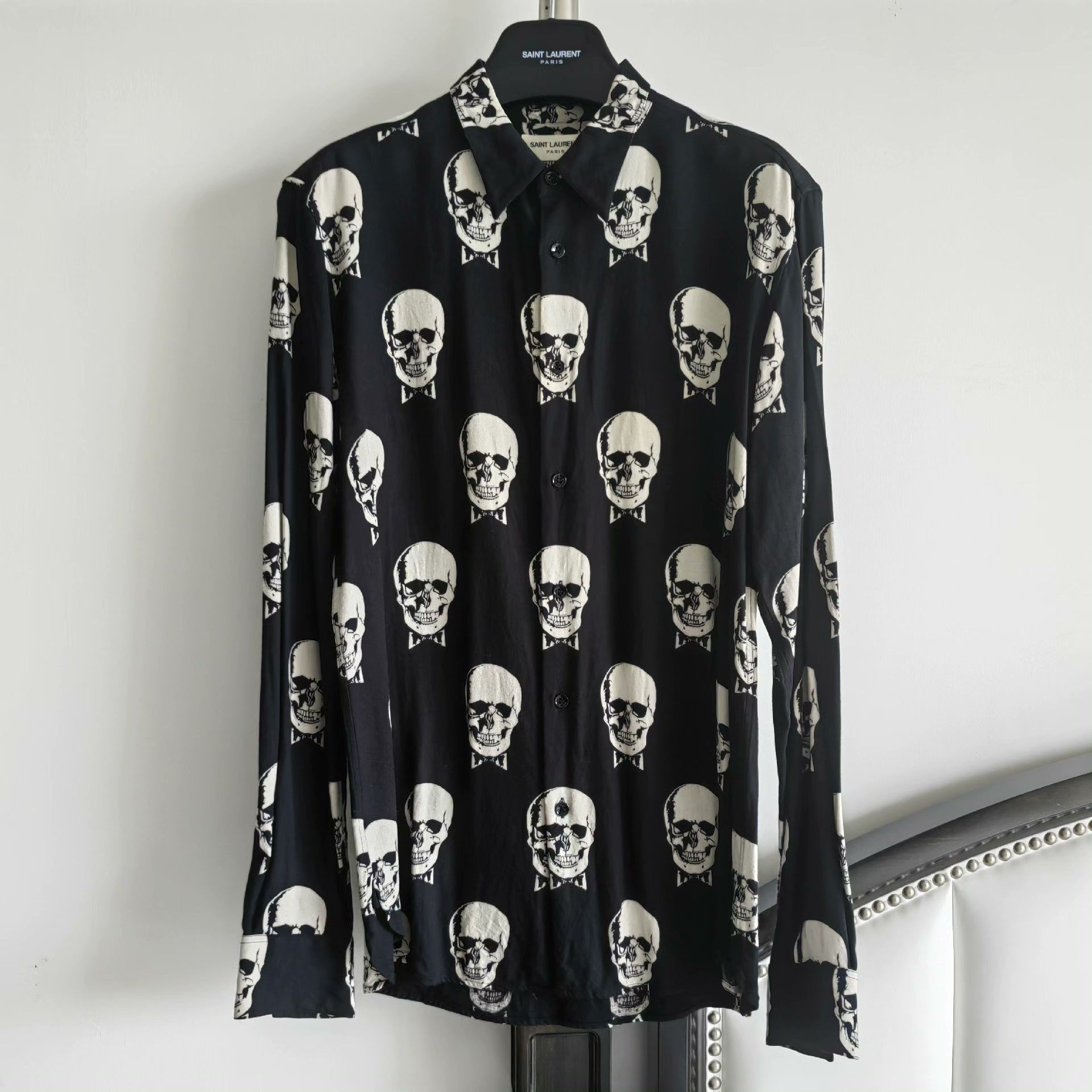 Saint Laurent Paris Saint Laurent 15SS Skull Print Shirt Size US XXS / EU 40 - 1 Thumbnail