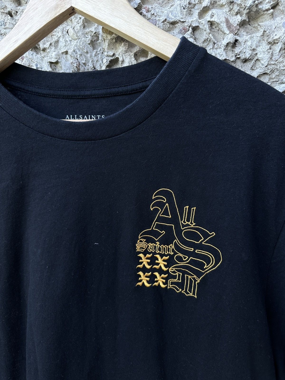 Allsaints All Saints golden embroided logo black tee t-shirt Size US L / EU 52-54 / 3 - 2 Thumbnail