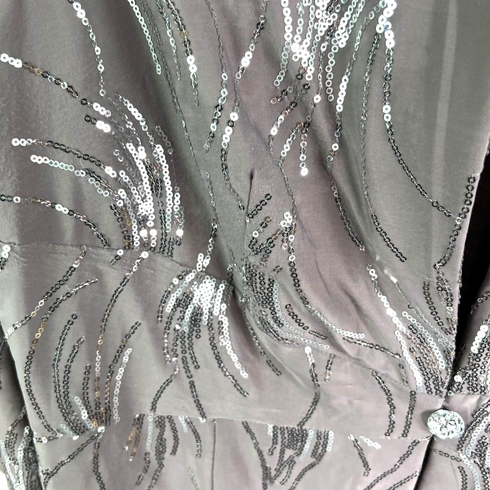 Alex Evenings ALEX Evening Womens Blazer 18W Shawl Lapel Gray Silver Sequin Geometric 50% Polyspanx Regular Size 18W Womens Size XXL / US 16-18 / IT 52-54 - 3 Thumbnail