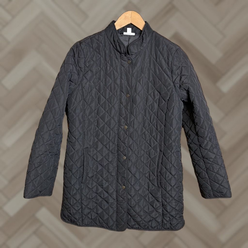 J. Jill J. Jill Heritage Quilted Jacket Black Snap Front Coat Pocket XS Womens Regular Jacket Size XS / US 0-2 / IT 36-38 - 1 Thumbnail
