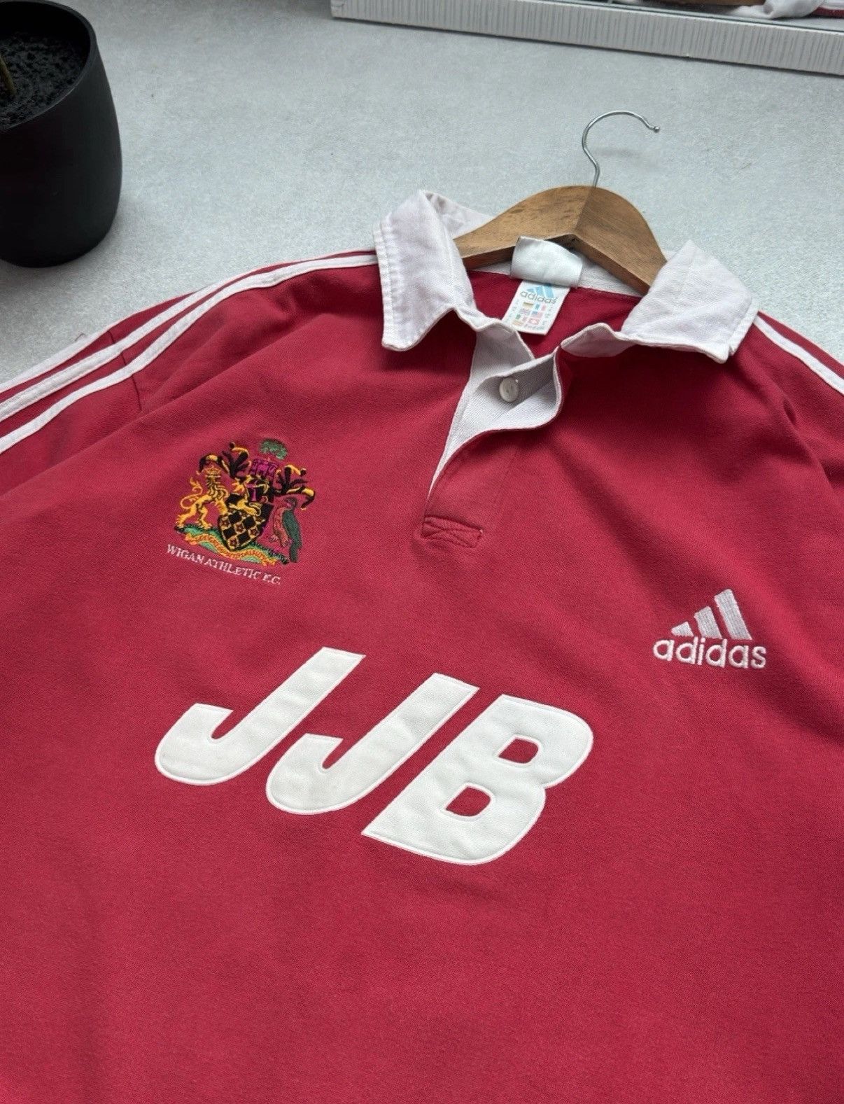 Adidas Vintage Wigan Athletic F.C Rugby Adidas JJB Polo Long Sleeve Size US XL / EU 56 / 4 - 4 Thumbnail